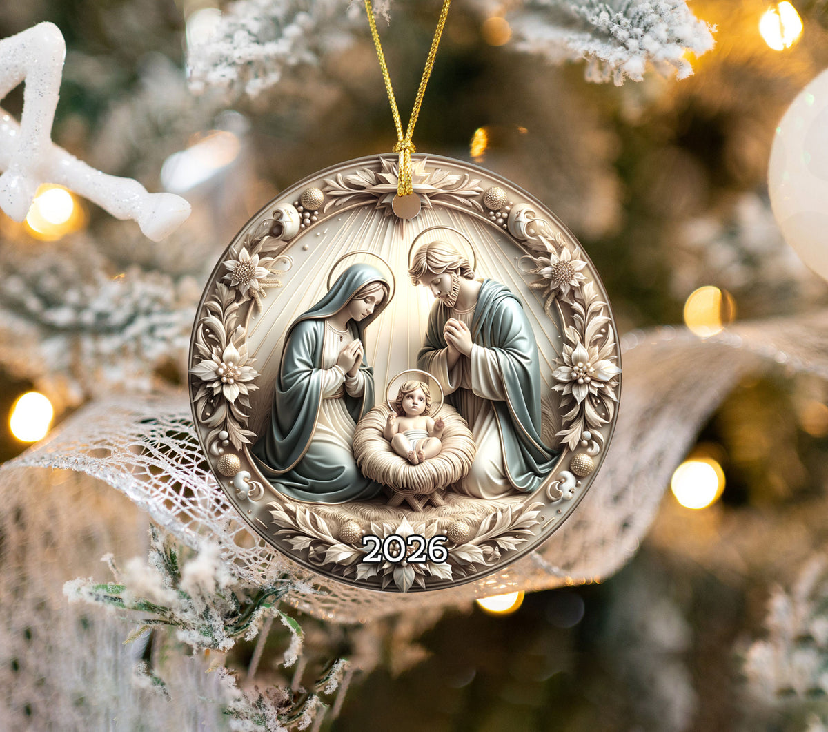 Nativity Scene Christmas Ornament 2026, Holy Family Ornament, Christian Christmas Decor, Religious Tree Ornament, Faith Christmas Gift