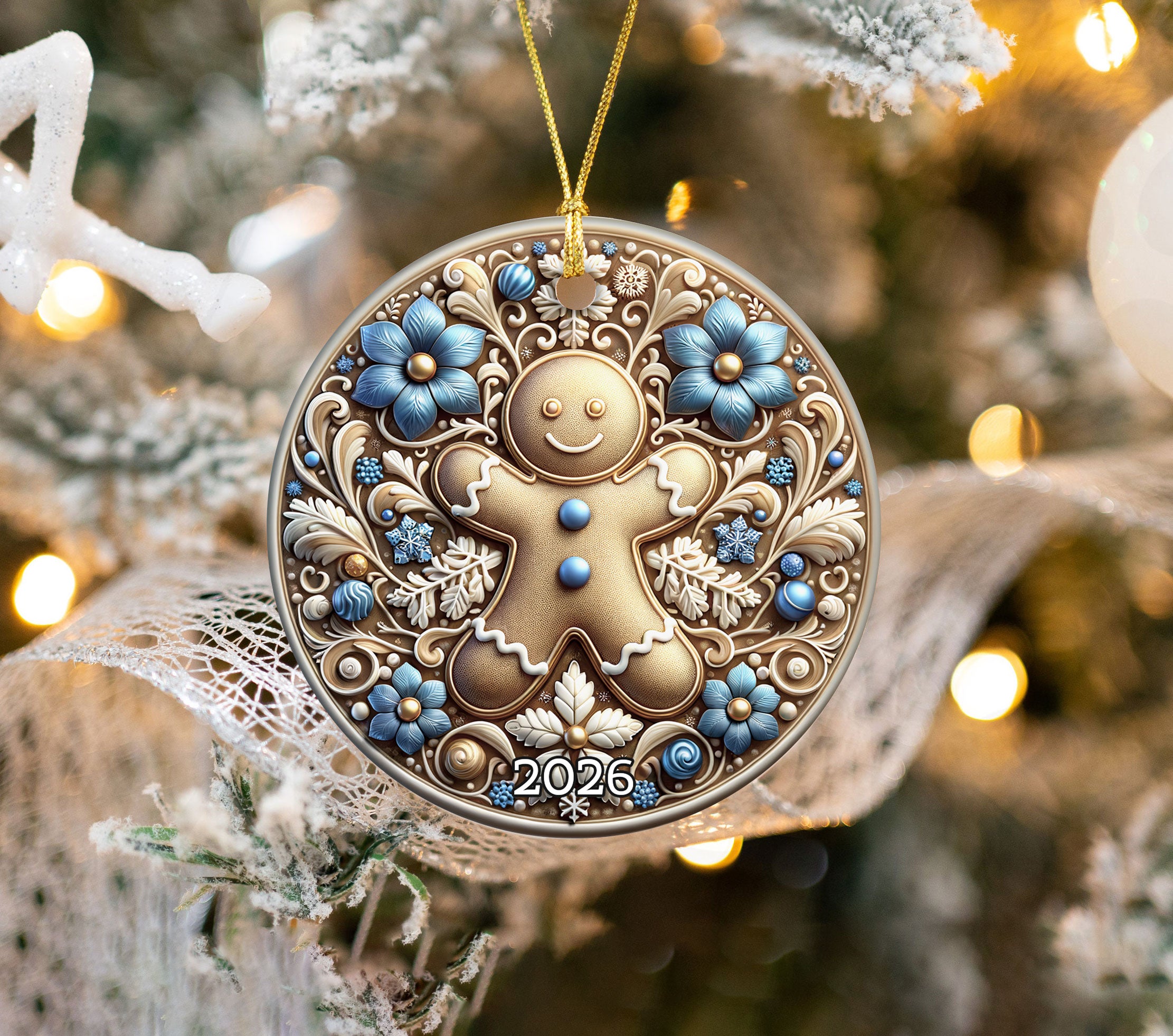Gingerbread Cookie Ornament, Christmas Cookie Ornament, Gingerbread Man Decor, Holiday Tree Ornament