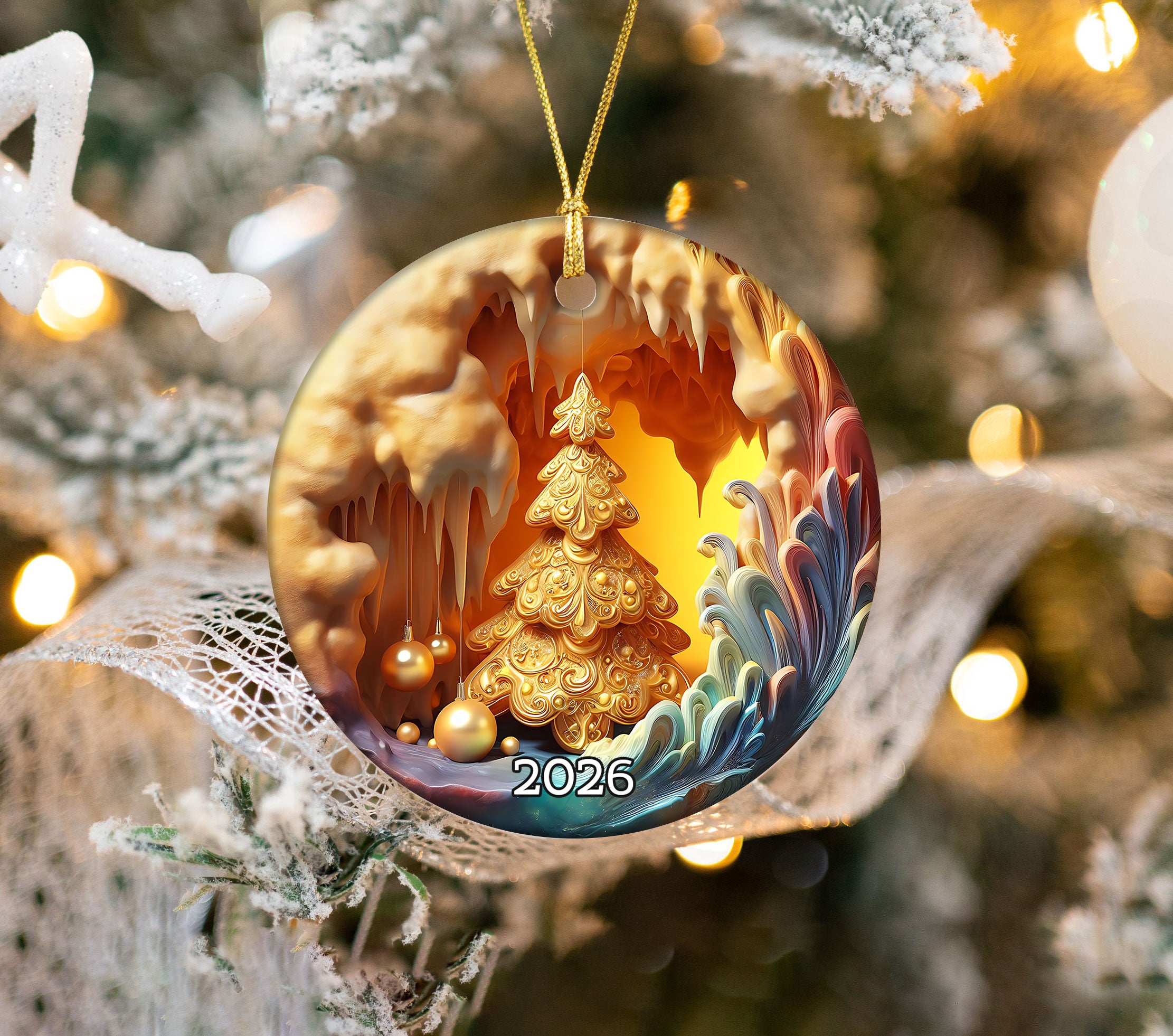Elegant Xmas Tree Ornament, 2026 Christmas Decoration, Holiday Gift for Family, Holiday Ornament