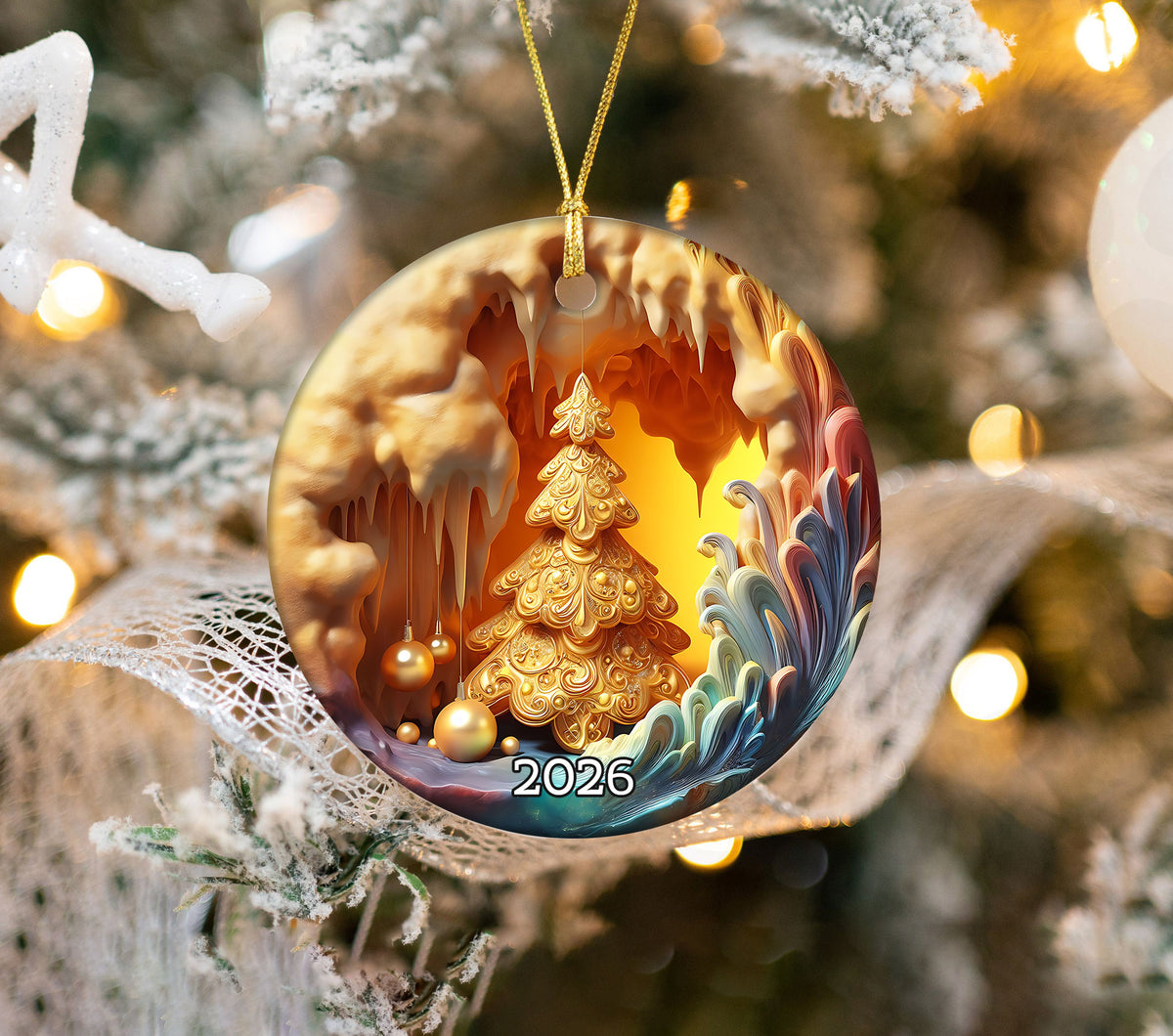 Elegant Xmas Tree Ornament, 2026 Christmas Decoration, Holiday Gift for Family, Holiday Ornament