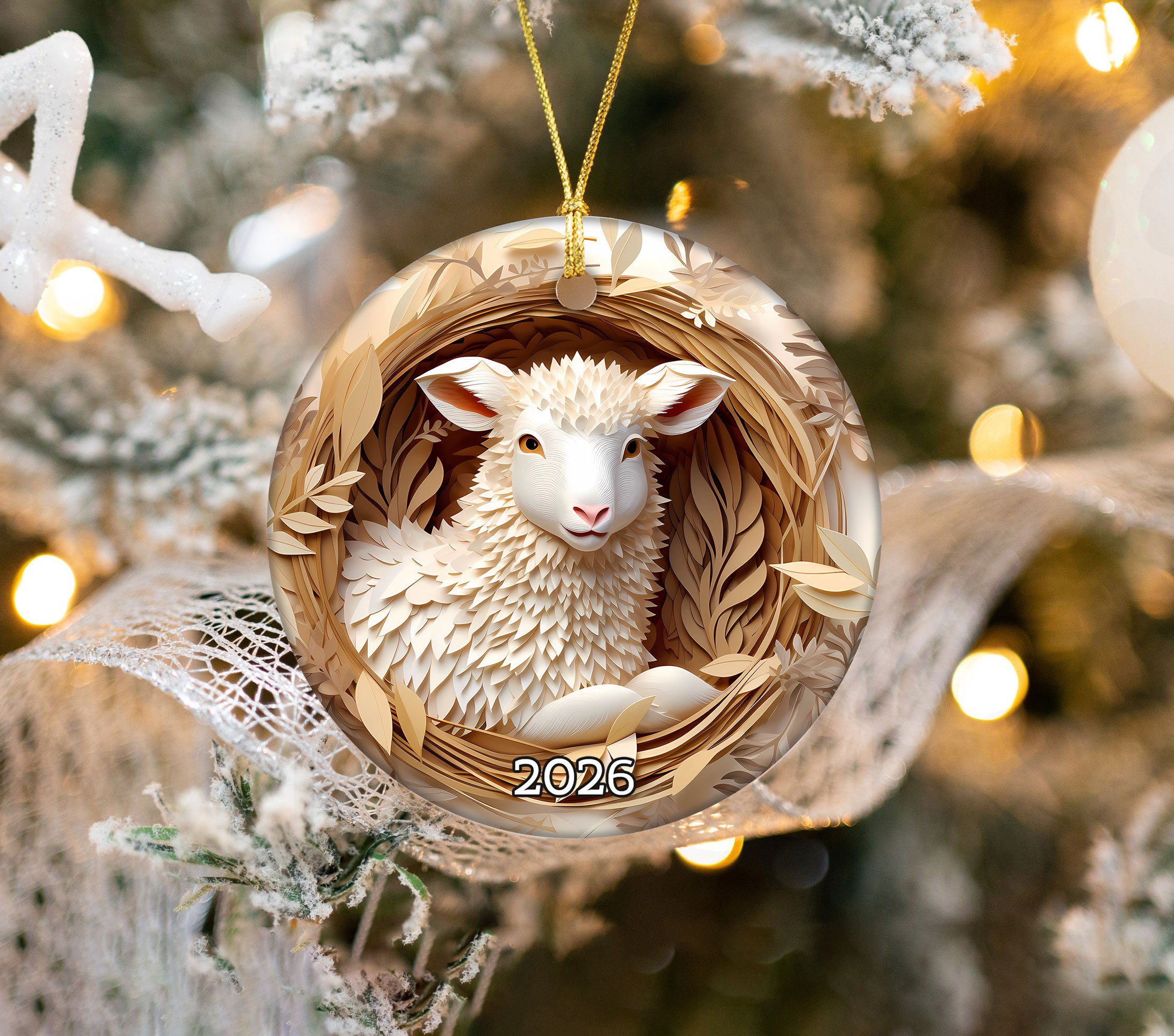 2026 Lamb Christmas Ornament, Christian Sheep Ornament, Rustic Farm Animal Christmas Decor, Shepherd Keepsake Gift