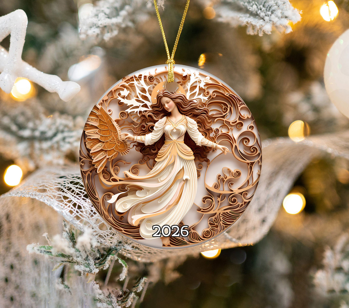 Celestial Angel Keepsake Gift, Christmas Ornament 2026, Christmas Tree Decor, Holiday Ornament, Winter Keepsake, Seasonal Gift