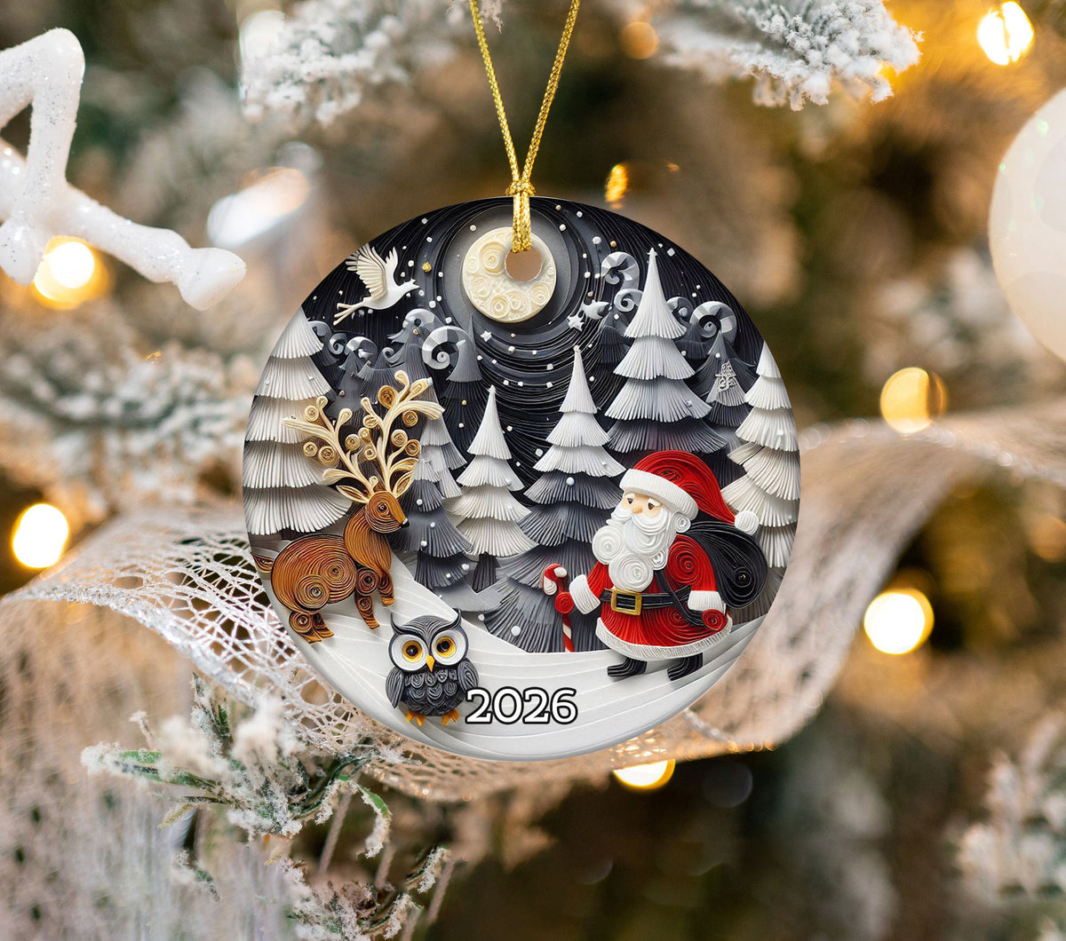 Jolly Santa Ornament 2026, Christmas Tree Decoration, Vintage Holiday Keepsake, Santa Claus Christmas Gift, Holiday Keepsake, Christmas Gift
