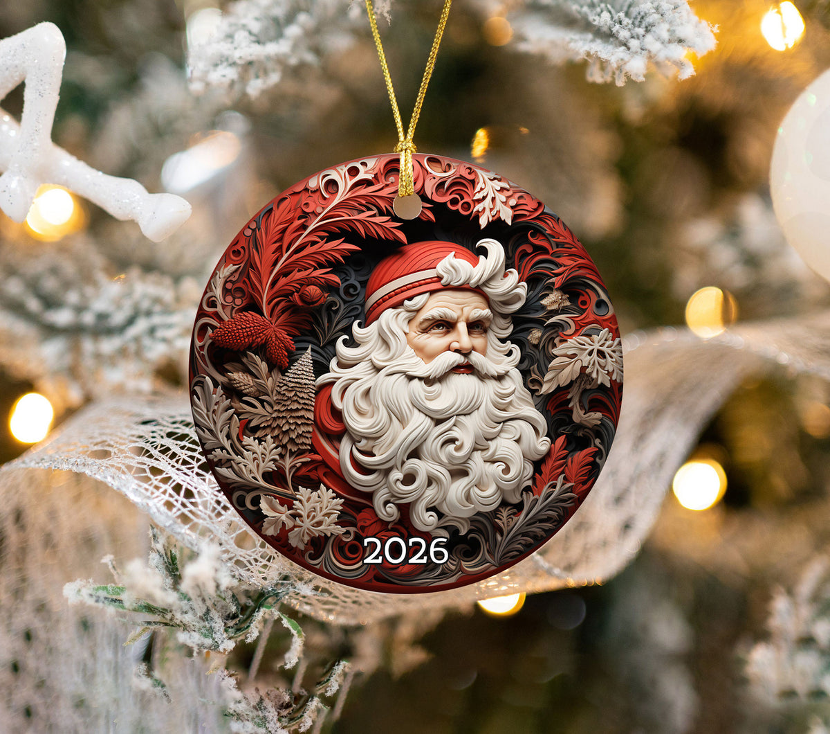 Christmas Ornament 2026, Santa Claus Ornament, Holiday Keepsake Gift, Xmas Tree Decoration, Christmas Decor, Winter Decor