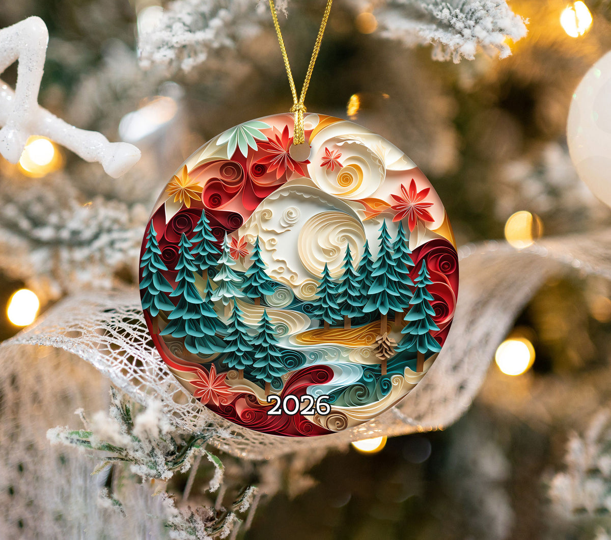 2026 Christmas Ornament, Winter Village Ornament, Christmas Keepsake Gift, Holiday Tree Decoration, Xmas Decor, Snowy Village