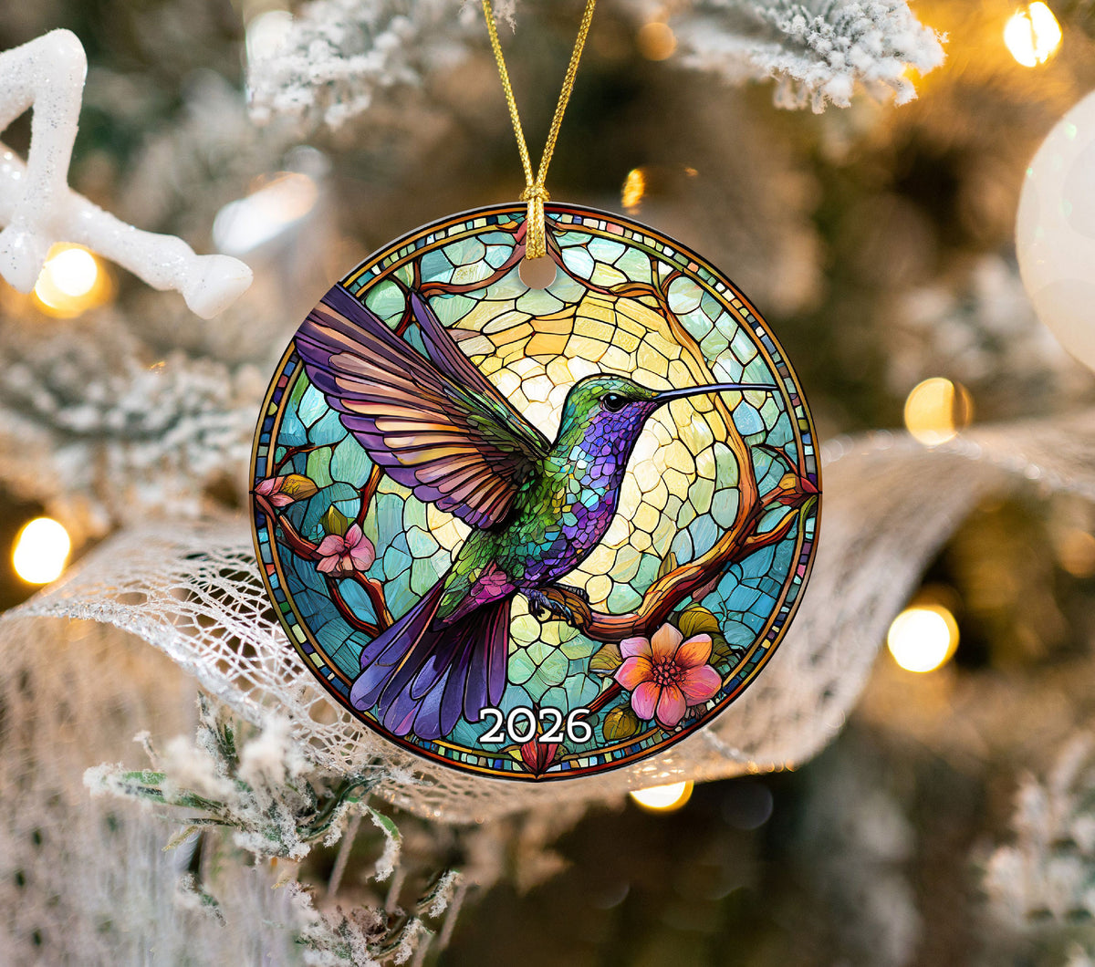 Christmas Ornament 2026, Hummingbird Ornament, Colorful Bird Keepsake Gift, Holiday Decor, Xmas Tree Decoration, Nature Lover Gift