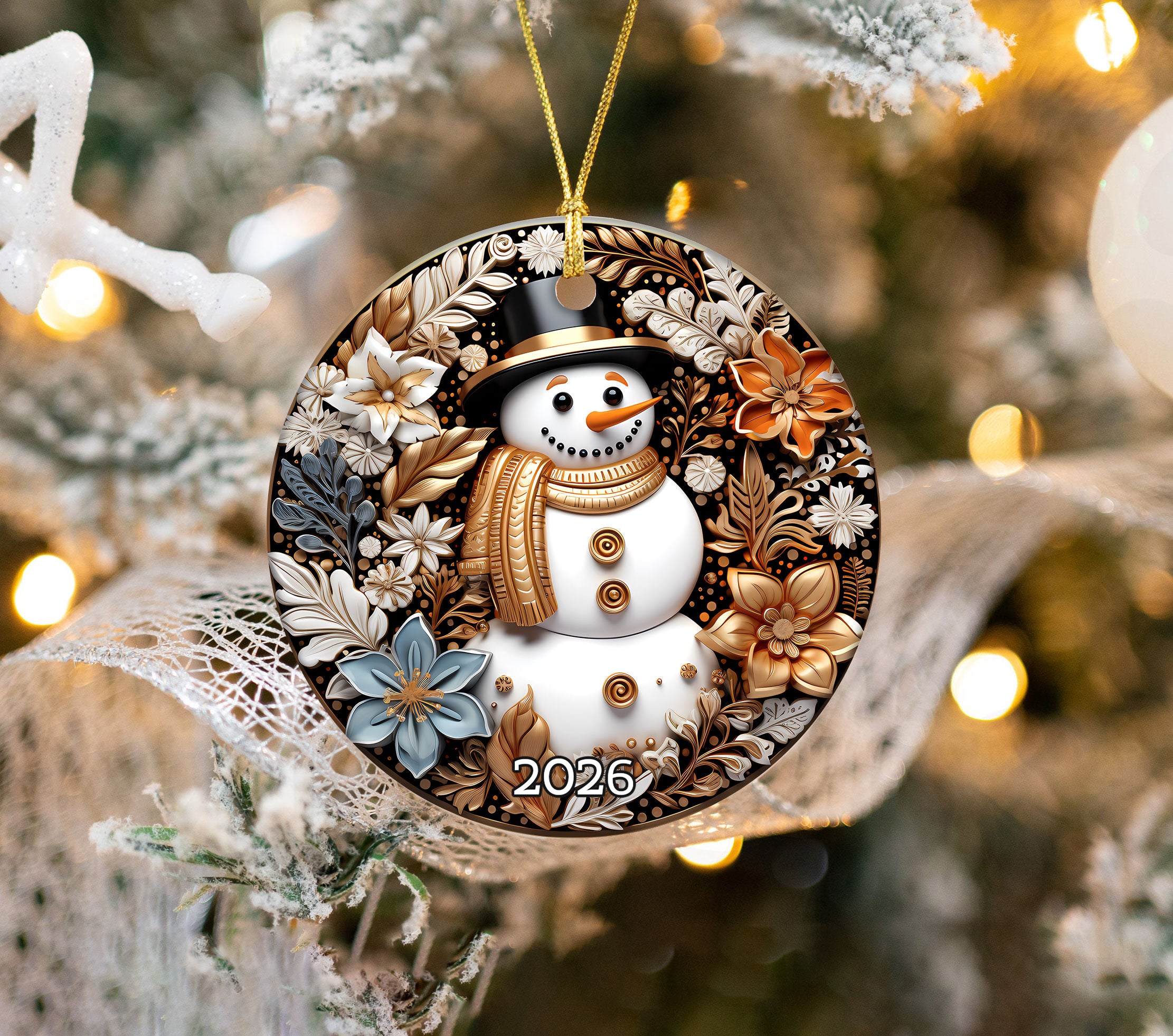 Winter Wonderland Snowman Ornament, Christmas Tree Keepsake, Holiday Decoration