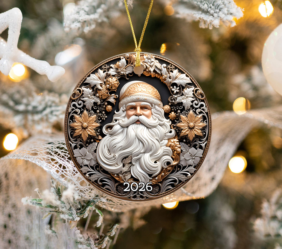 Santa Claus Christmas Ornament 2026, Vintage Santa Keepsake Ornament, Christmas Tree Decoration