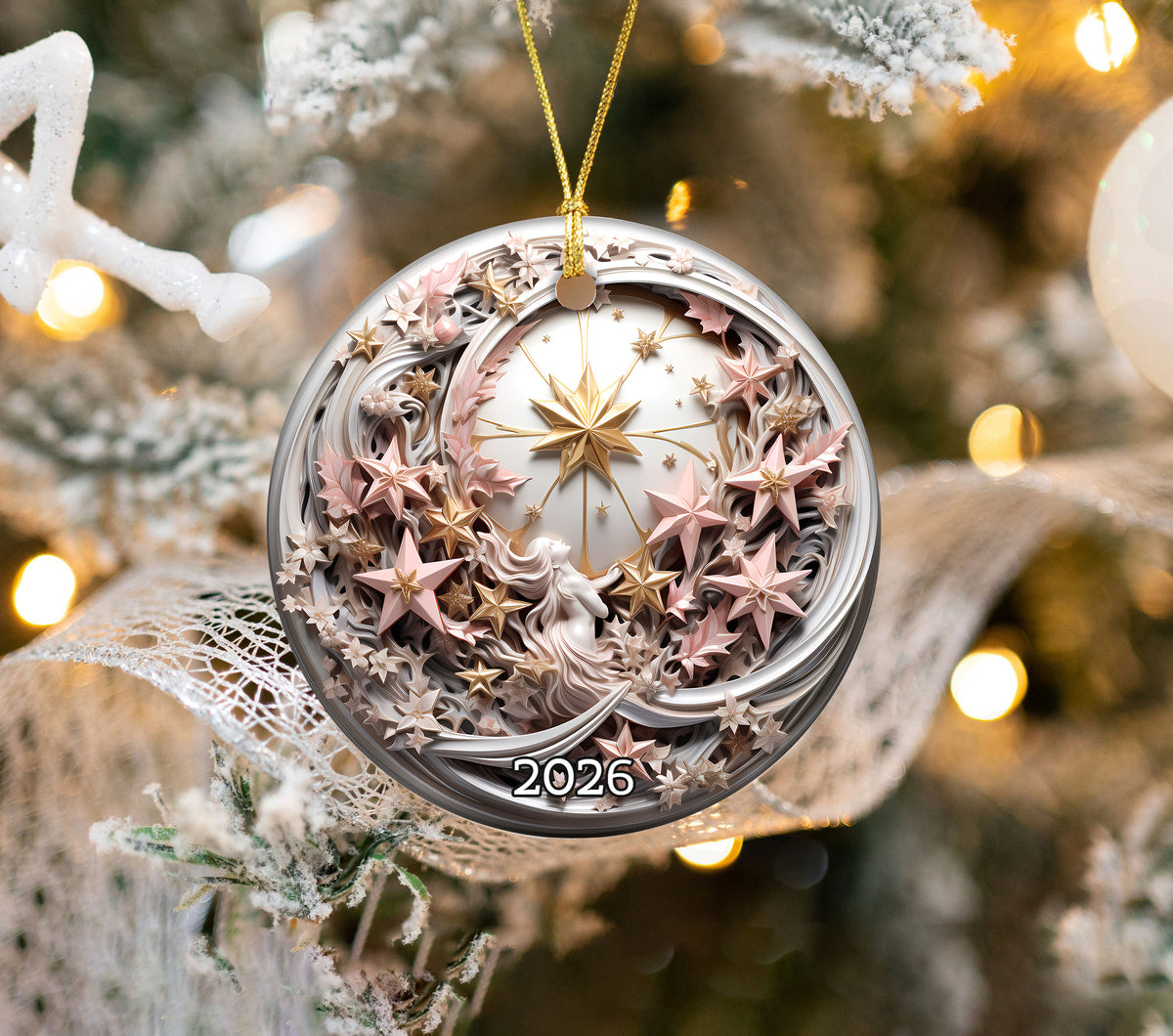 Angel Christmas Ornament 2026, Celestial Star Ceramic Ornament, Heavenly Christmas Tree Decoration