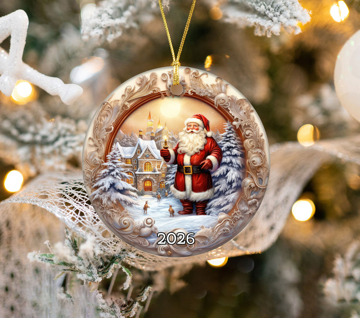 Santa Claus Christmas Ornament 2026, Vintage Santa Keepsake Ornament, Christmas Tree Decoration, Holiday Gift For Family