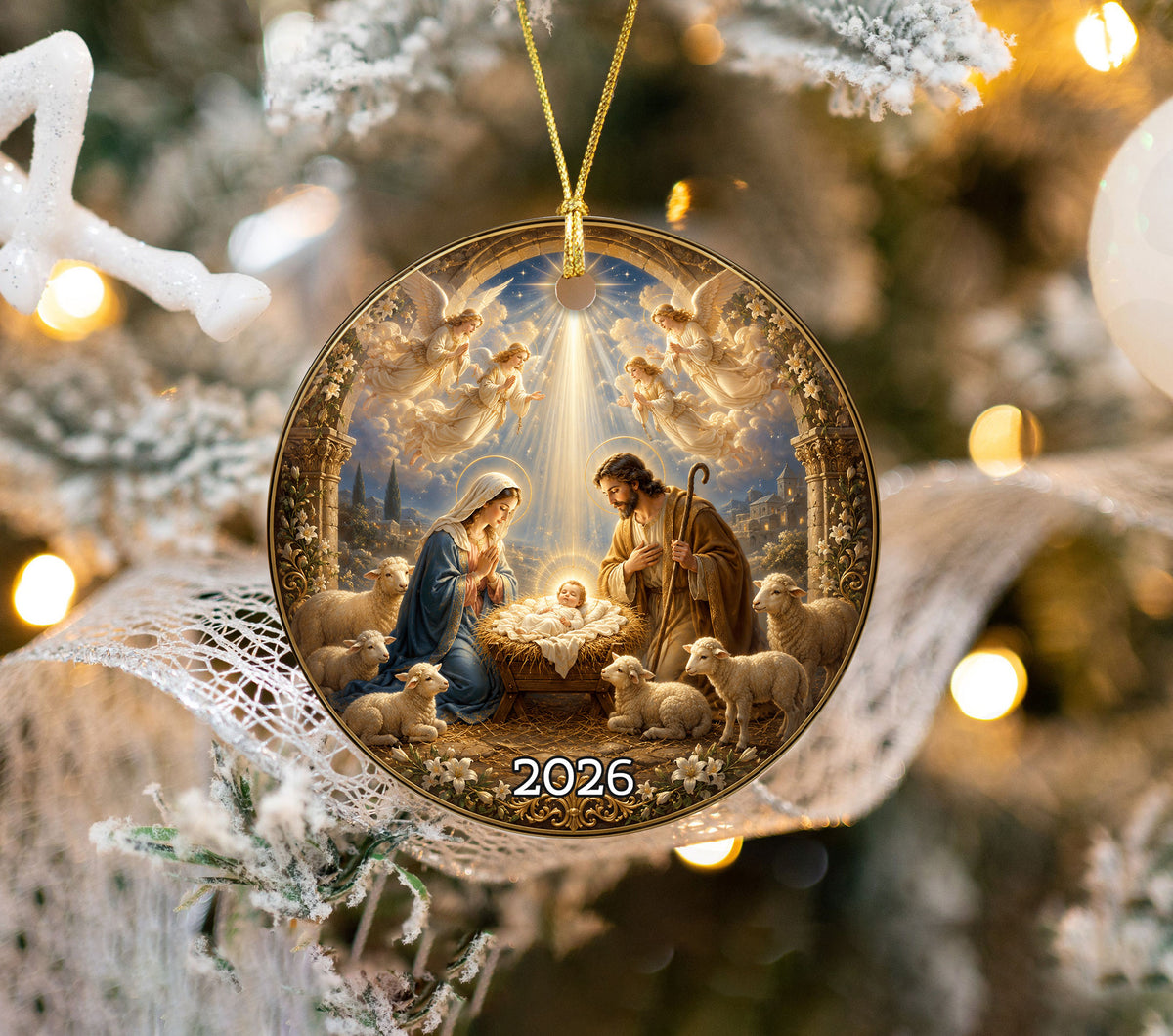 2026 Nativity Scene Christmas Ornament, Christian Christmas Decor, Holy Family Keepsake, Religious Tree Ornament Gift