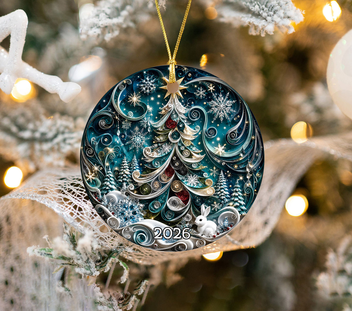 Christmas Tree Ornament 2026, Blue Winter Ornament, Holiday Christmas Decor, Xmas Tree Decoration
