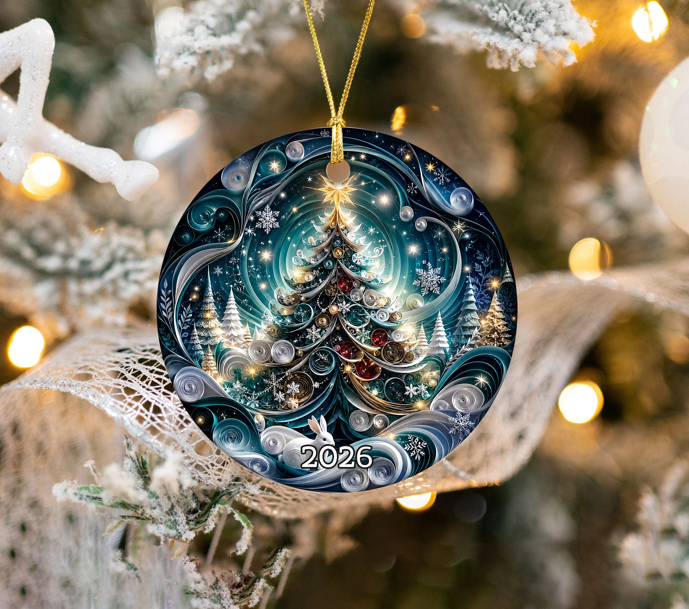 Blue Christmas Ornament 2026, Christmas Tree Decoration, Winter Holiday Decor, Xmas Keepsake Ornament