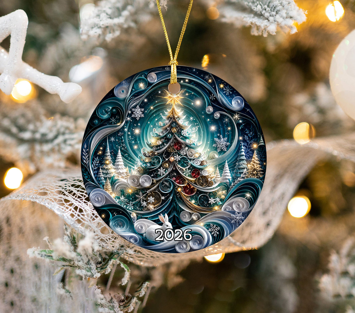Blue Christmas Ornament 2026, Christmas Tree Decoration, Winter Holiday Decor, Xmas Keepsake Ornament