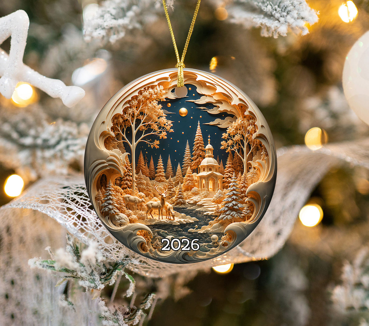 Snow Village Christmas Ornament 2026, Christmas Tree Decoration, Winter Holiday Village Decor, Seasonal Keepsake Ornament