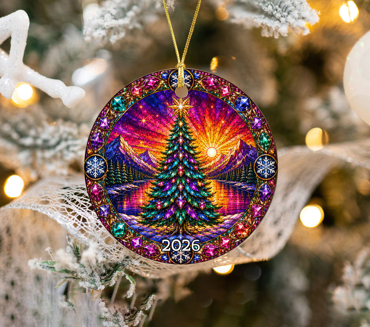 Christmas Tree Decor Ornament 2026, Aurora Winter Landscape, Holiday Christmas Decoration, Tree Keepsake Ornament