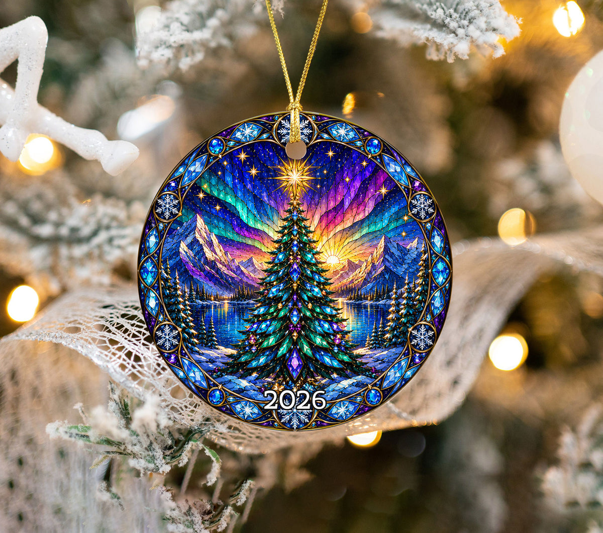Christmas Tree Ornament 2026, Aurora Christmas Ornament, Winter Tree Decoration, Northern Lights Holiday Decor