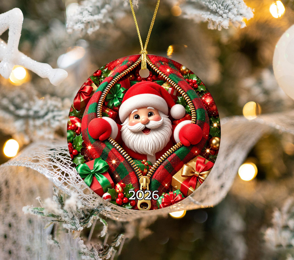 Christmas Santa Ornament 2026, Festive Santa Claus Tree Ornament, Holiday Decoration, Christmas Keepsake