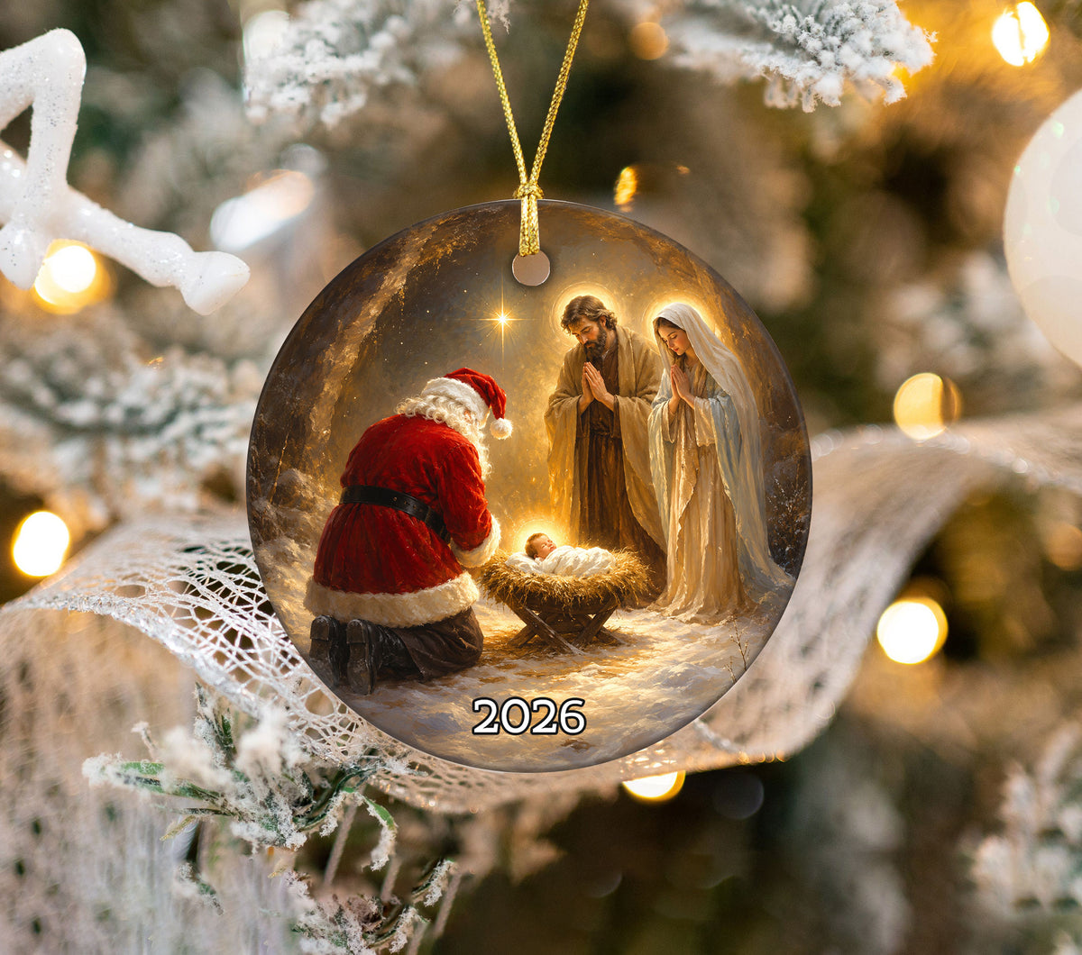 Santa Baby Jesus Christmas Ornament 2026, Religious Nativity Ornament, Holy Family Christmas Decoration, Christian Tree Keepsake Gift