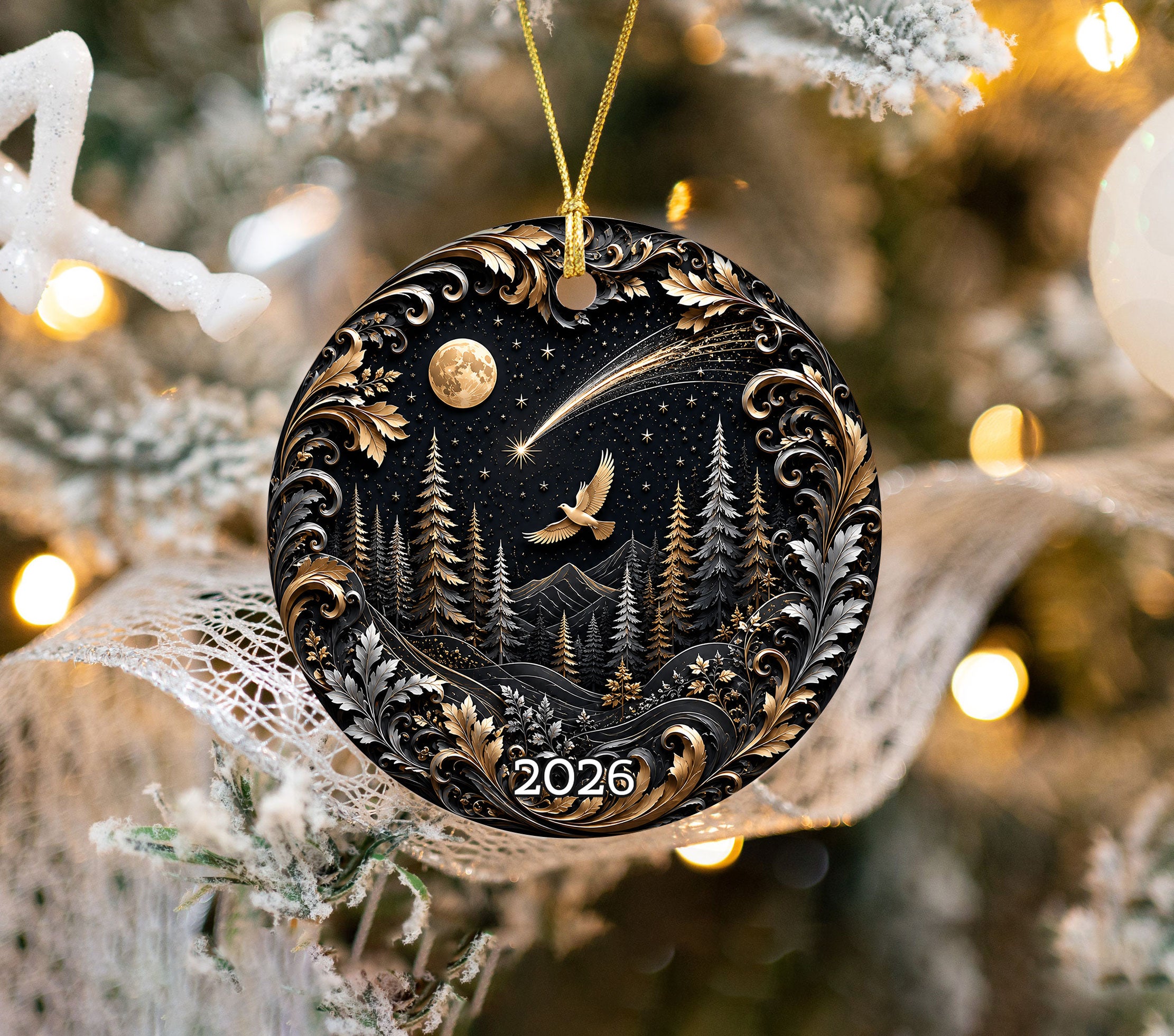Christmas Dove Ornament 2026, Peace Dove Christmas Ornament, Nativity Star Ornament, Winter Forest Decor