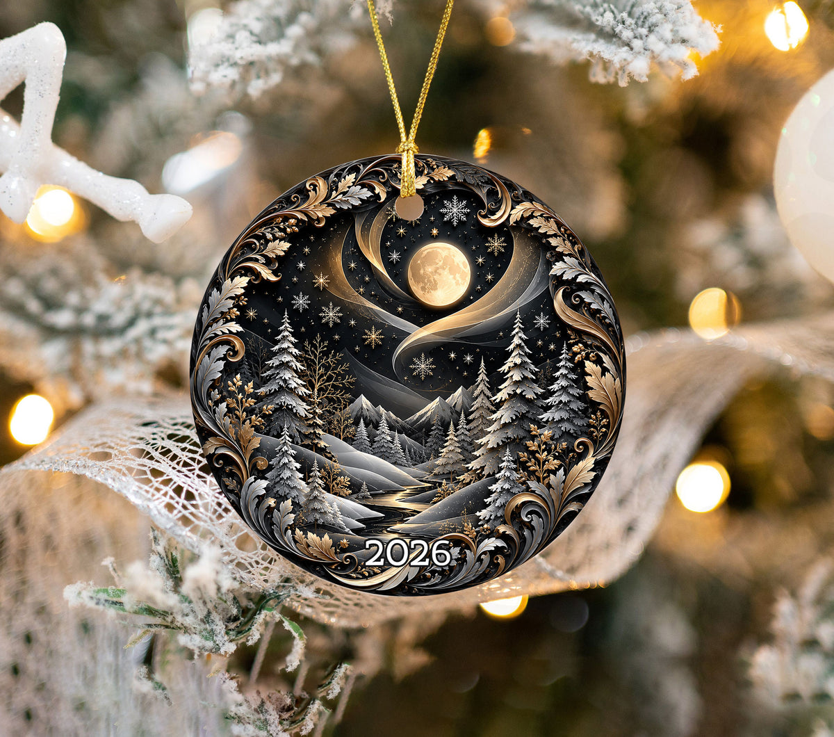 Winter Forest Christmas Ornament 2026, Shooting Star Holiday Ornament, Christian Christmas Tree Decor, Festive Keepsake Gift
