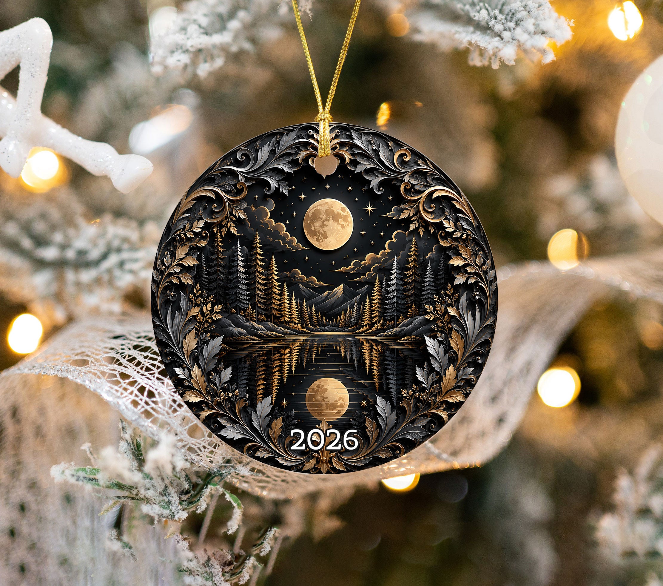 Christmas Ornament 2026, Moon Ornament, Winter Christmas Tree Decoration, Holiday Keepsake, Christian Christmas Gift Idea