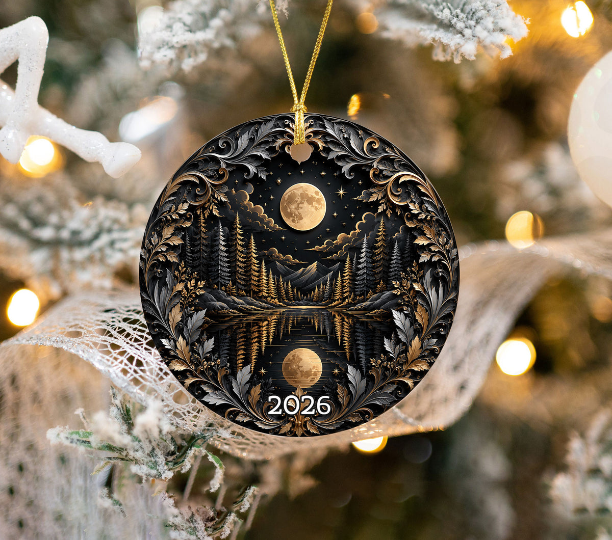 Christmas Ornament 2026, Moon Ornament, Winter Christmas Tree Decoration, Holiday Keepsake, Christian Christmas Gift Idea