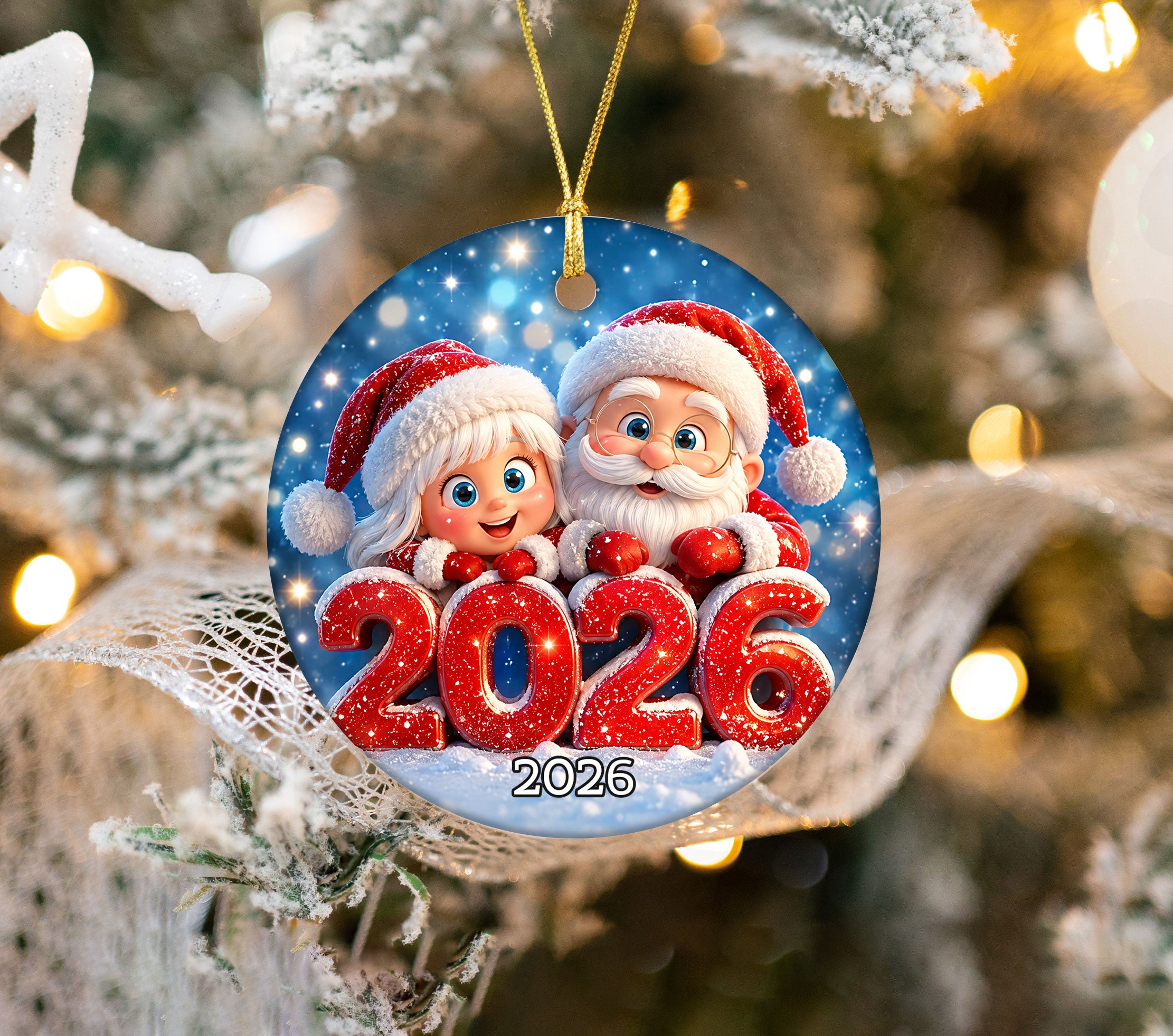 Santa and Girl Christmas Ornament 2026, Cute Santa Ornament, Christmas Tree Decoration, Holiday Keepsake Gift