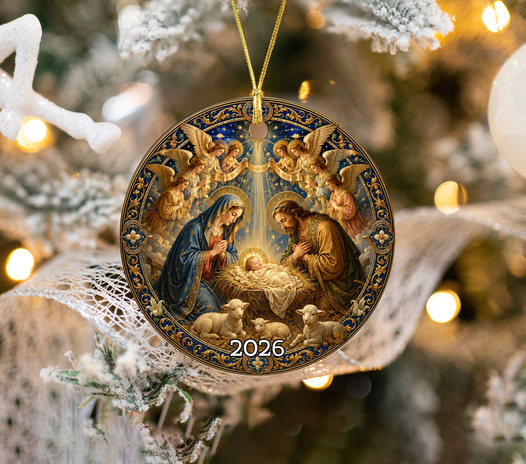 Holy Family Nativity Ornament 2026, Baby Jesus Christmas Ornament, Christian Christmas Tree Decor, Religious Holiday Keepsake Gift for Family