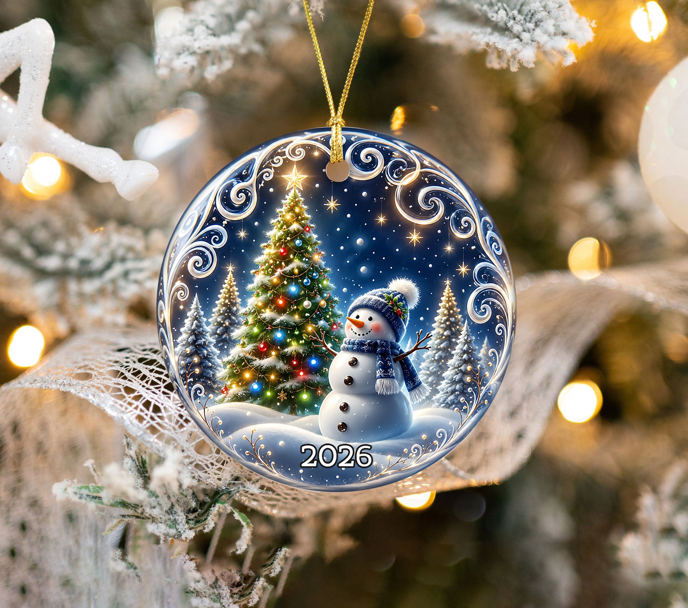 Snowman Christmas Tree Ornament 2026, Winter Holiday Ornament, Christmas Decoration, Family Keepsake Gift
