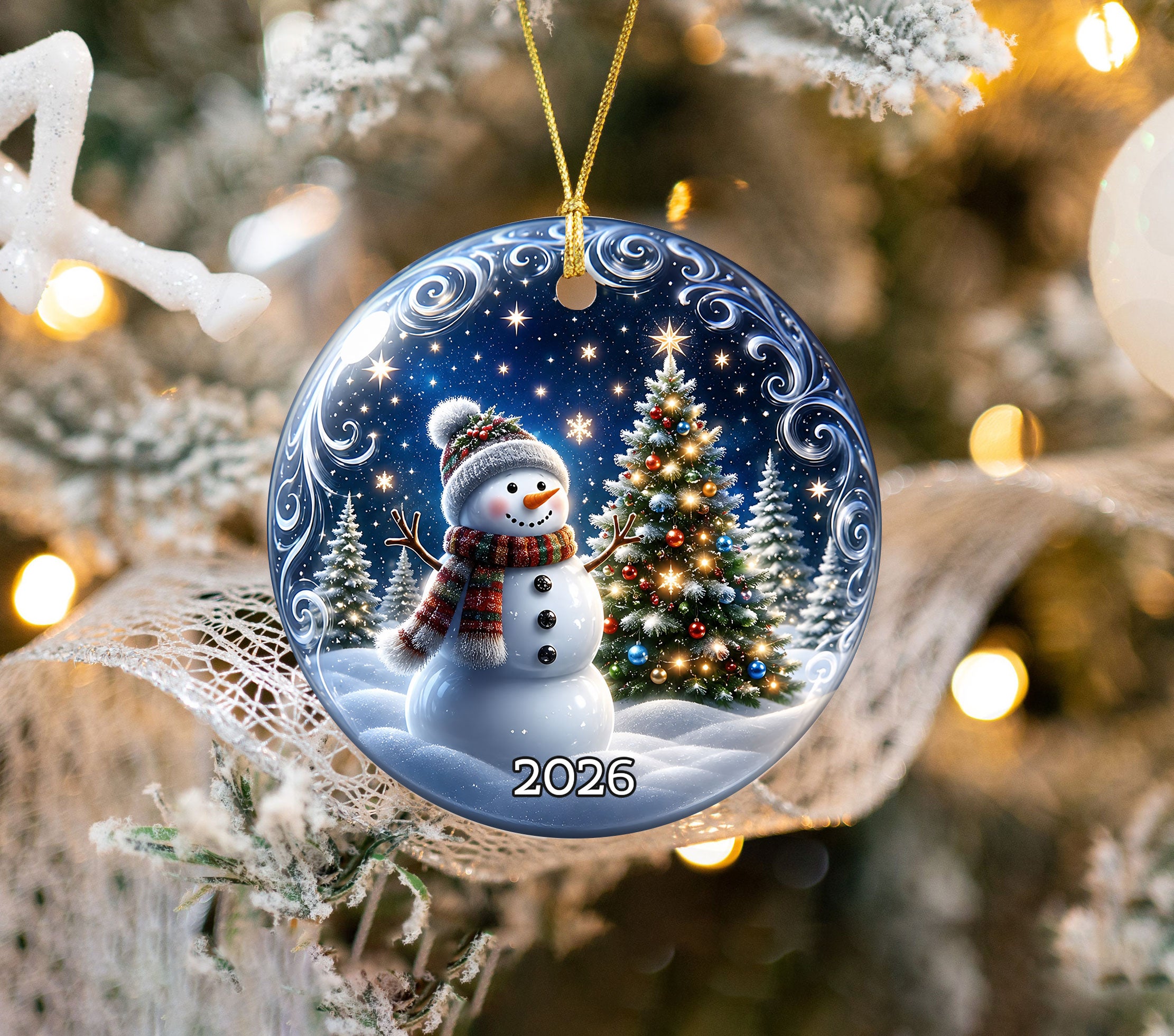 Blue Snowman Christmas Ornament 2026, Holiday Tree Decoration, Christmas Keepsake Ornament