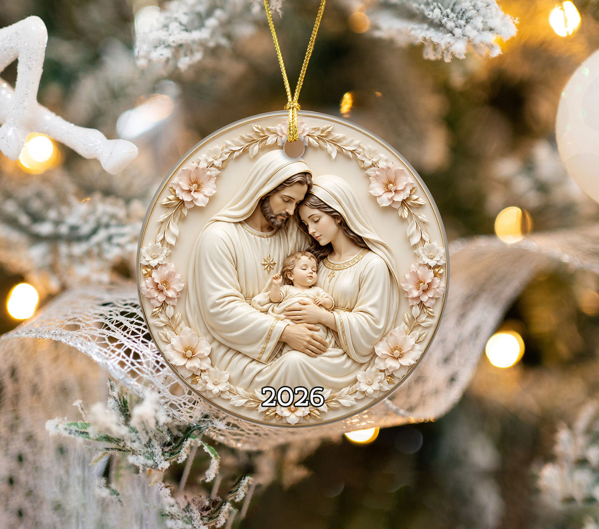 Baby Jesus Christmas Ornament 2026, Holy Family Nativity Scene Ornament, Religious Christmas Tree Decoration