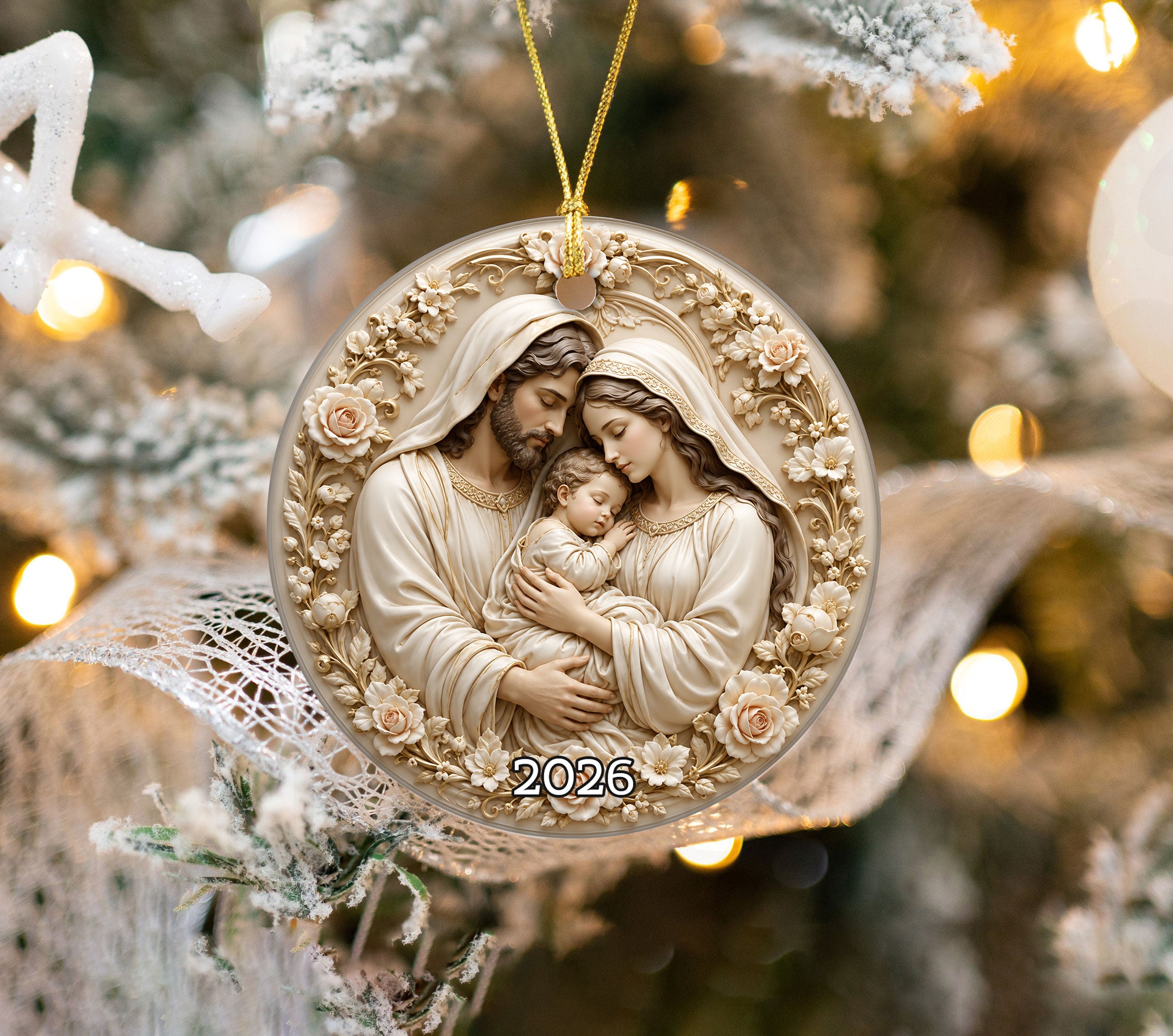 Religious Holiday Ornament 2026, Holy Family Baby Jesus Christmas Ornament, Nativity Tree Decoration