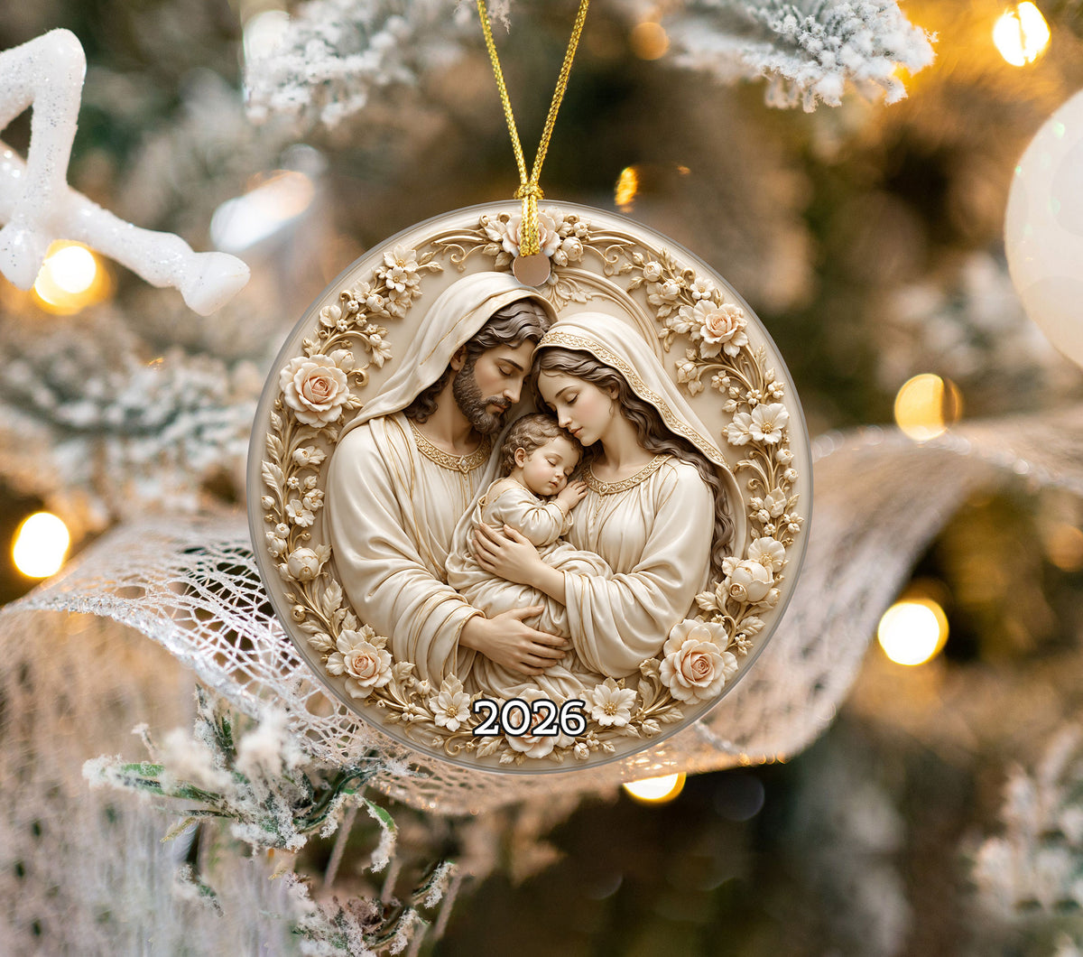 Religious Holiday Ornament 2026, Holy Family Baby Jesus Christmas Ornament, Nativity Tree Decoration