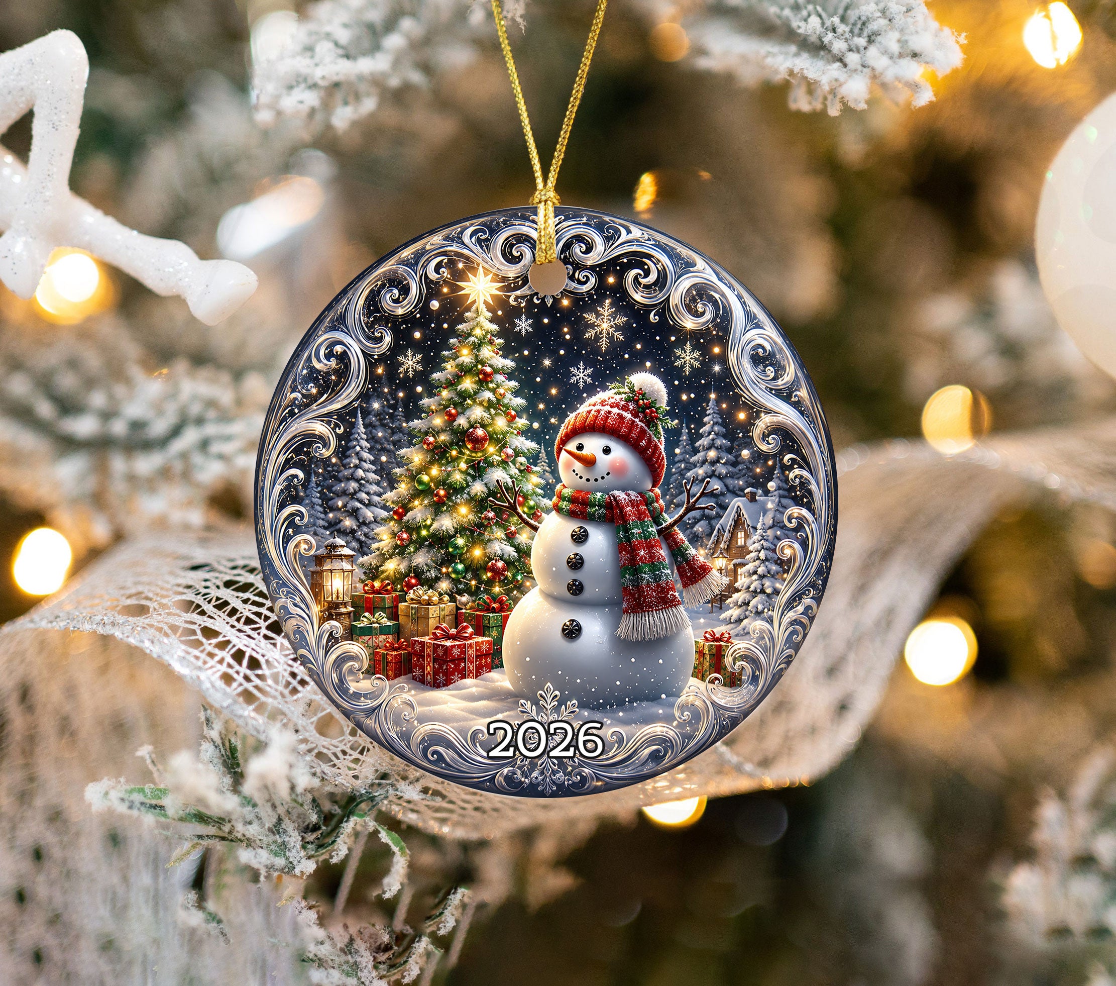 Blue Winter Christmas Ornament 2026, Snowman Tree Ornament, Holiday Keepsake Decoration, Christmas Gift