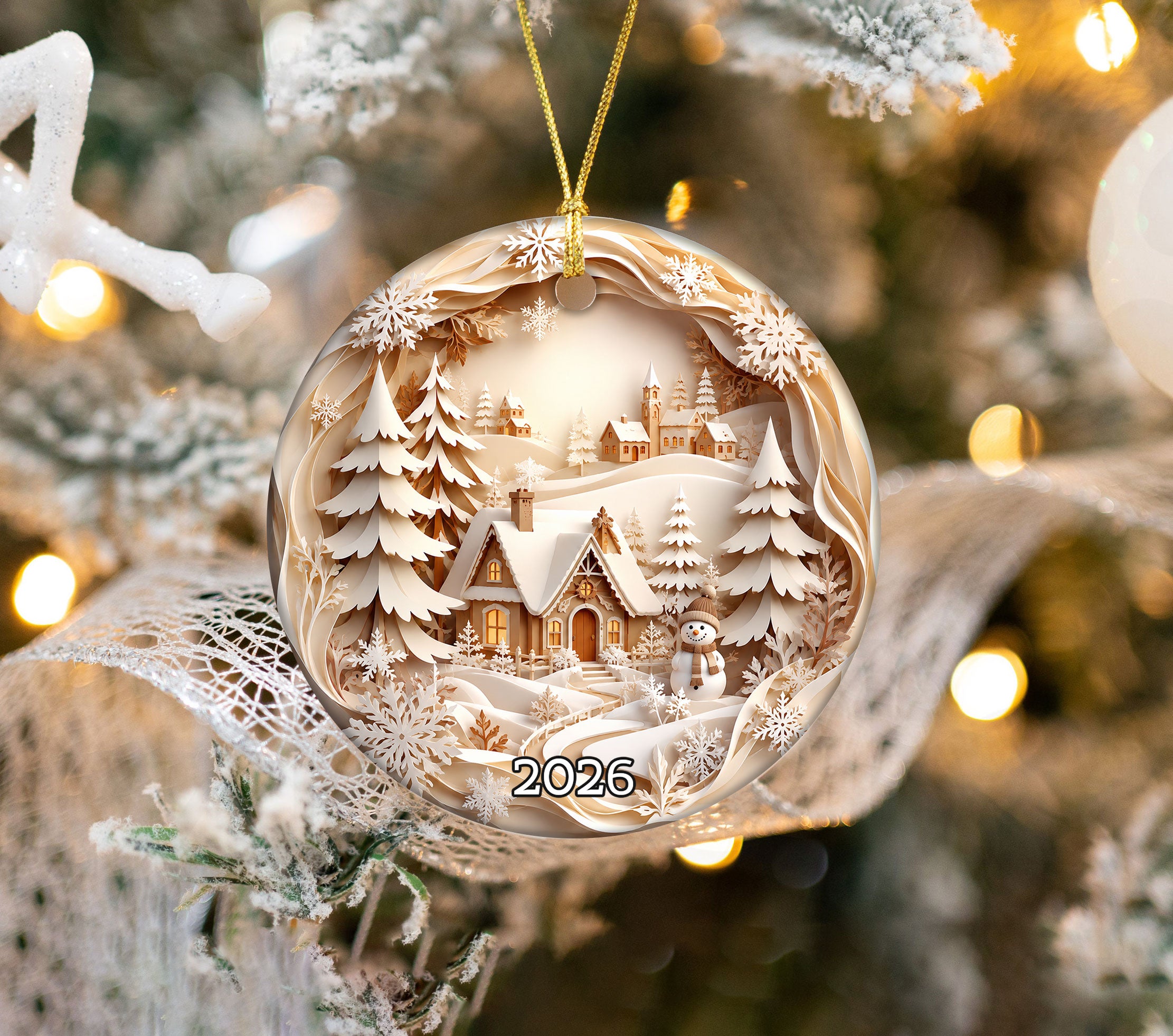 Snowman Holiday Ornament 2026, Winter Village Christmas Tree Ornament, Christmas Decoration