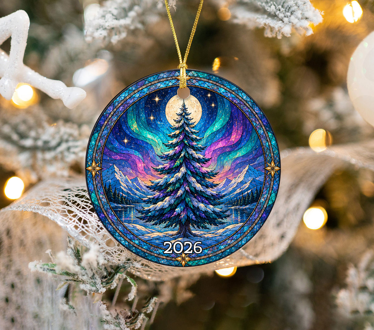 Christmas Tree Keepsake Ornament 2026, Northern Lights Holiday Ornament, Aurora Winter Decoration