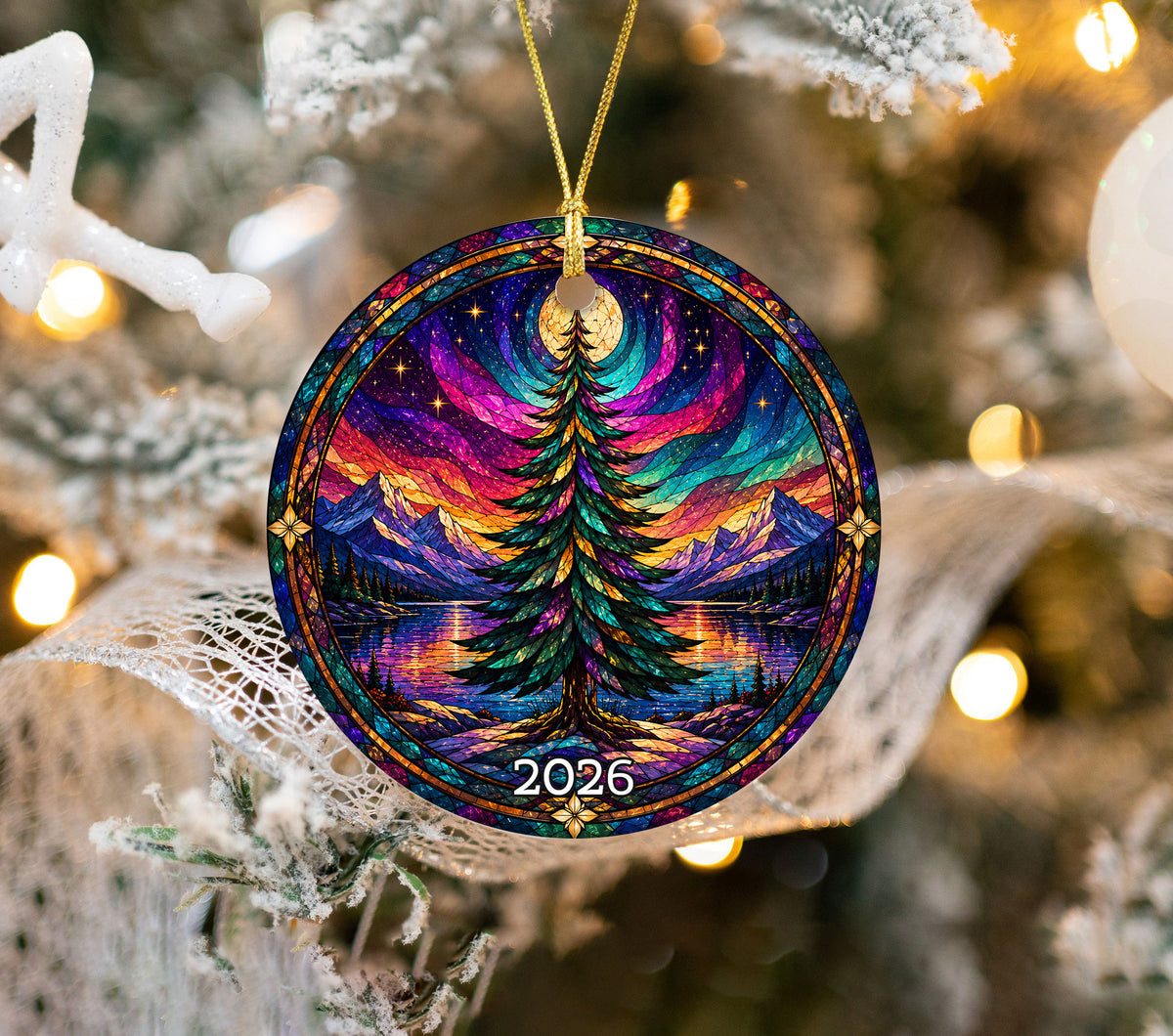 Northern Lights Holiday Ornament 2026, Christmas Tree Ornament, Aurora Landscape Decoration