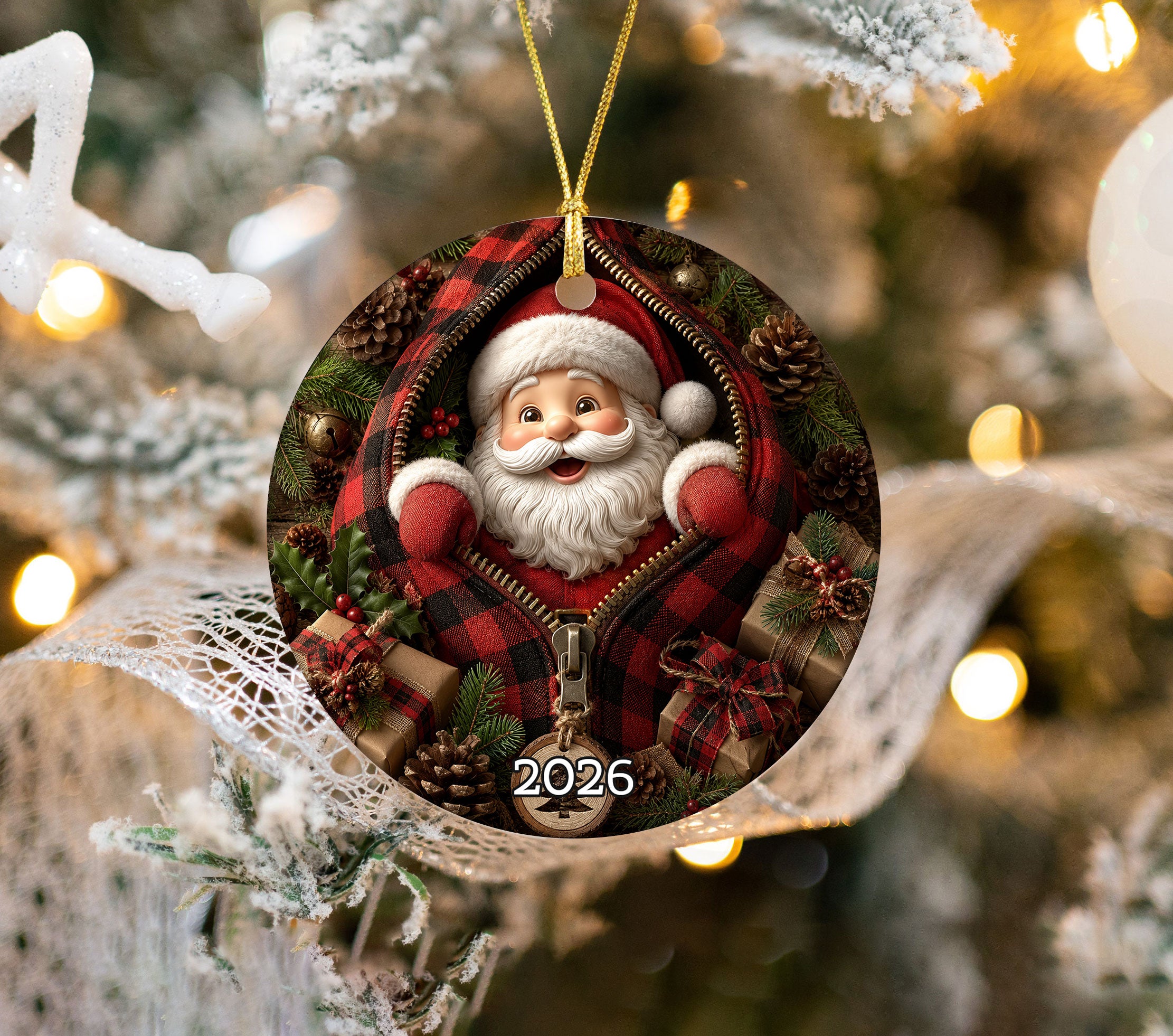 Christmas Ornament 2026 Santa Claus Design, Cute Holiday Tree Decoration, Xmas Keepsake Ornament