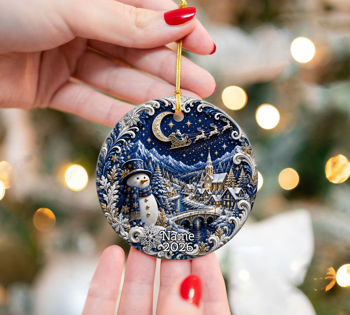 2026 Winter Snowman Ornament, Christmas Tree Decoration, Ceramic Holiday Ornament, Christmas Keepsake