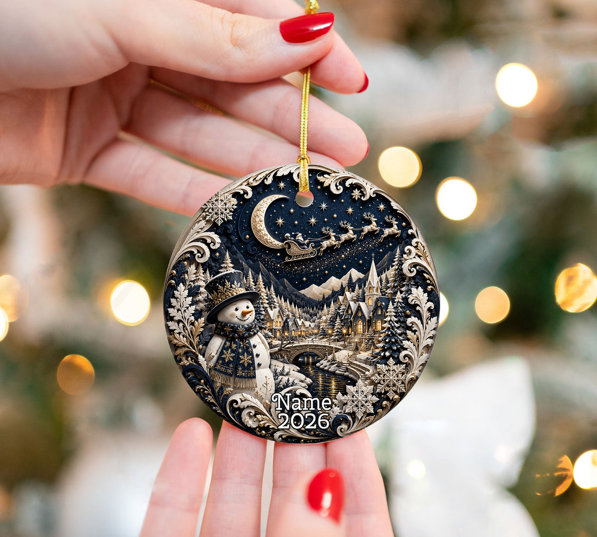 2026 Blue Christmas Ornament, Snowman Winter Ornament, Christmas Tree Decoration, Holiday Keepsake