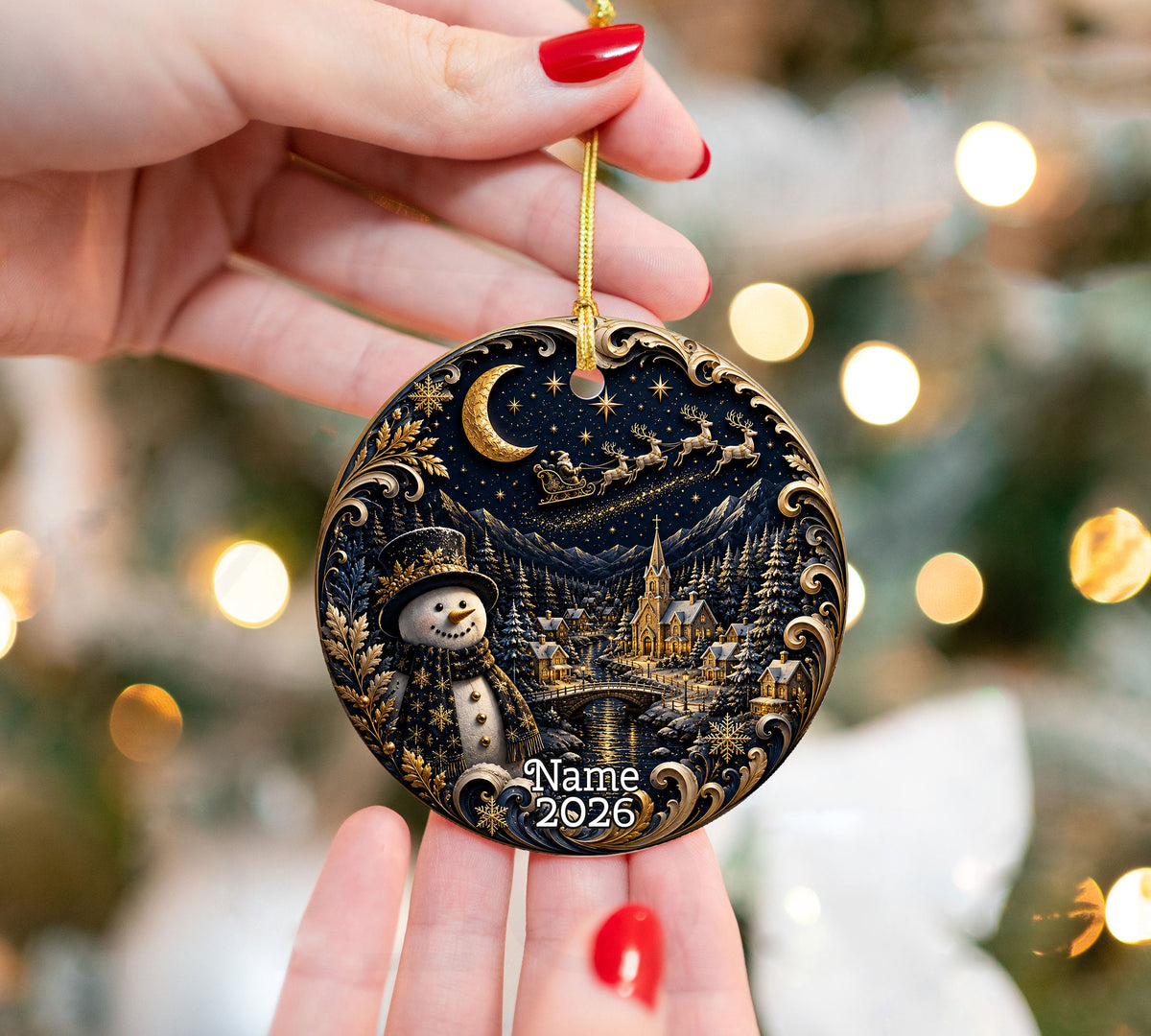 Snowman Christmas Ornament 2026, Cute Snowman Ceramic Ornament, Winter Holiday Tree Decoration