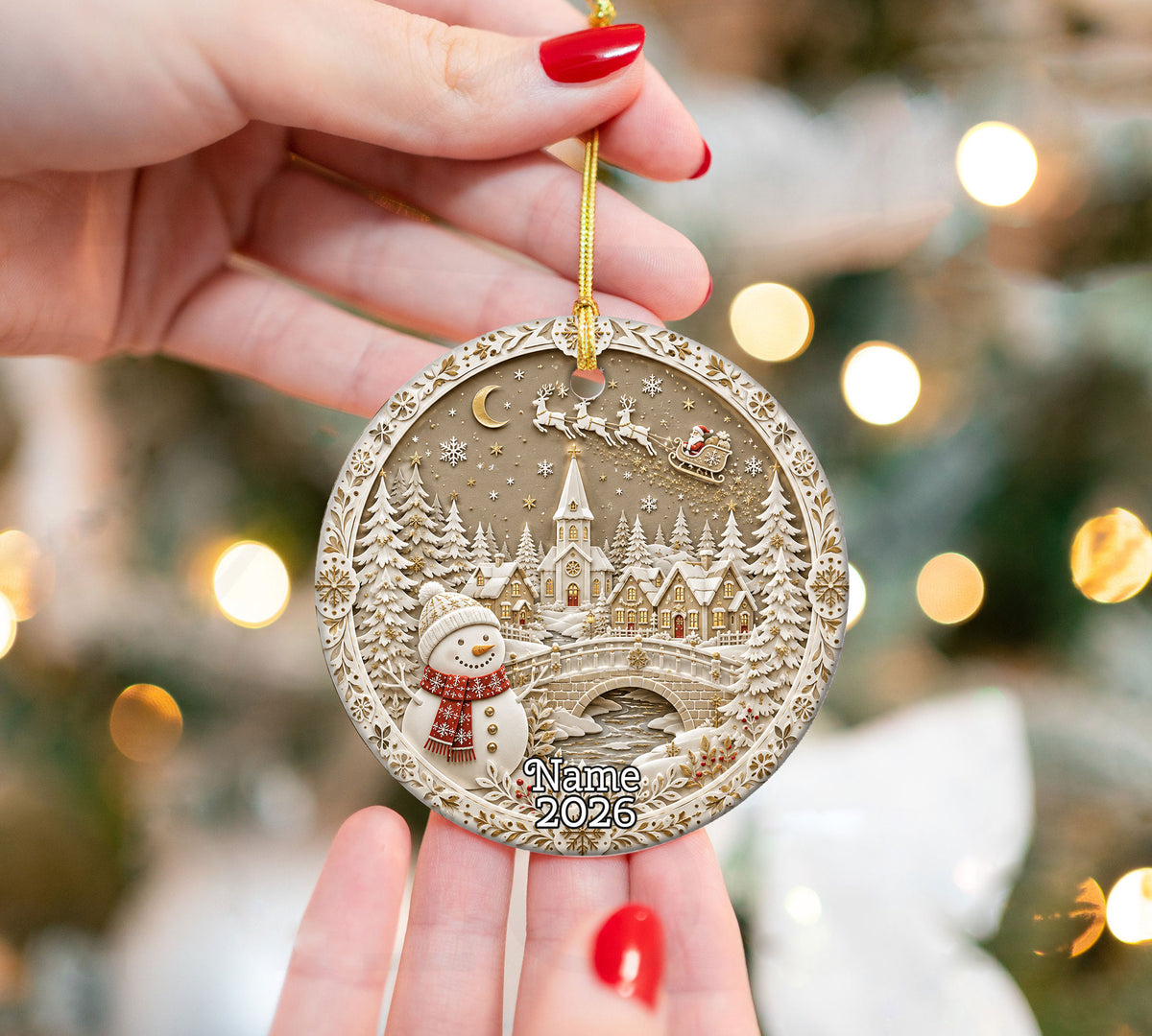 Cozy Snowman Christmas Ornament 2026, Ceramic Holiday Ornament, Winter Tree Decoration, Christmas Keepsake Gift for Loved Ones