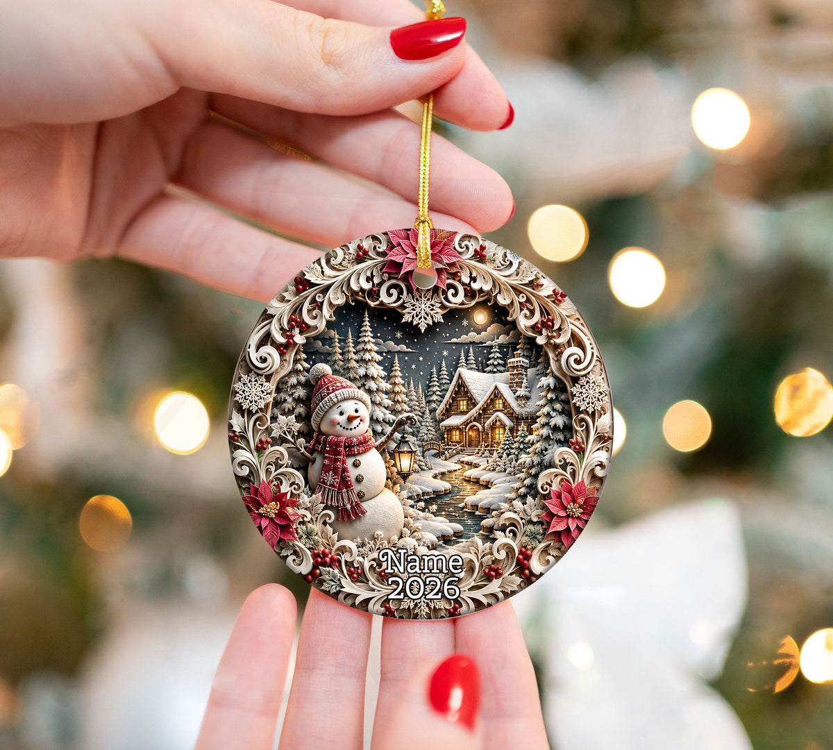 Snowman Christmas Ornament 2026, Cute Snowman Ceramic Ornament, Winter Holiday Tree Decoration