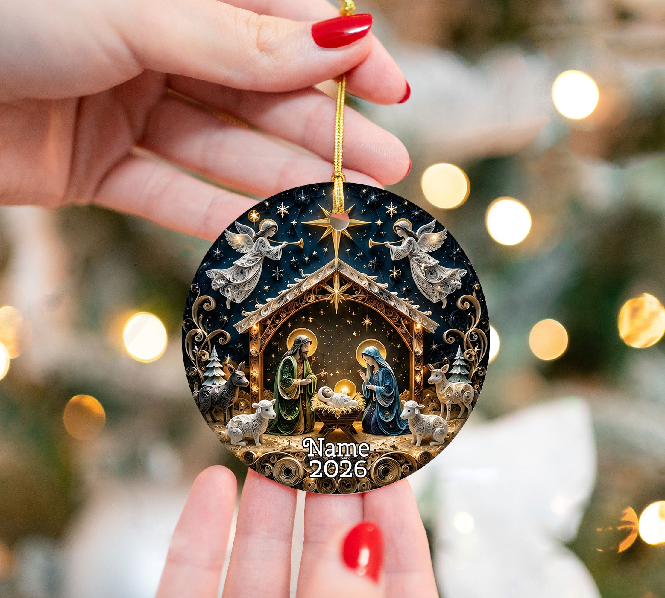 Religious Christmas Ornament 2026, Nativity Star Ceramic Ornament, Holy Night Christian Christmas Tree Decor, Faith Based Holiday Keepsake