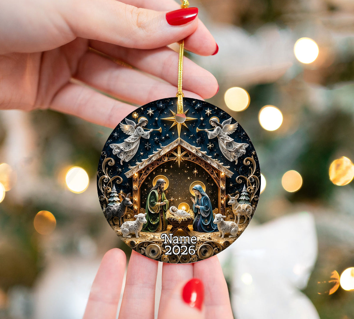 Religious Christmas Ornament 2026, Nativity Star Ceramic Ornament, Holy Night Christian Christmas Tree Decor, Faith Based Holiday Keepsake
