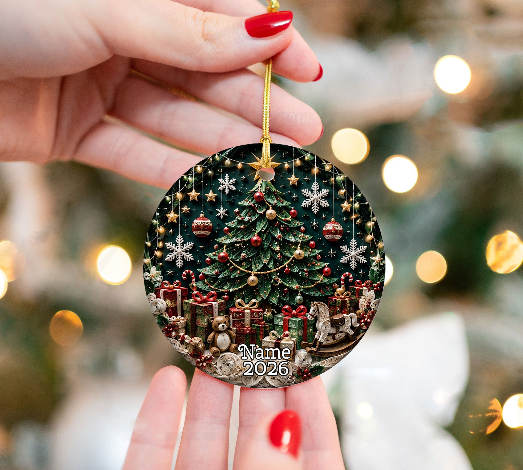Christmas Tree Keepsake Ornament 2026, Elegant Ceramic Holiday Ornament, Festive Tree Decoration