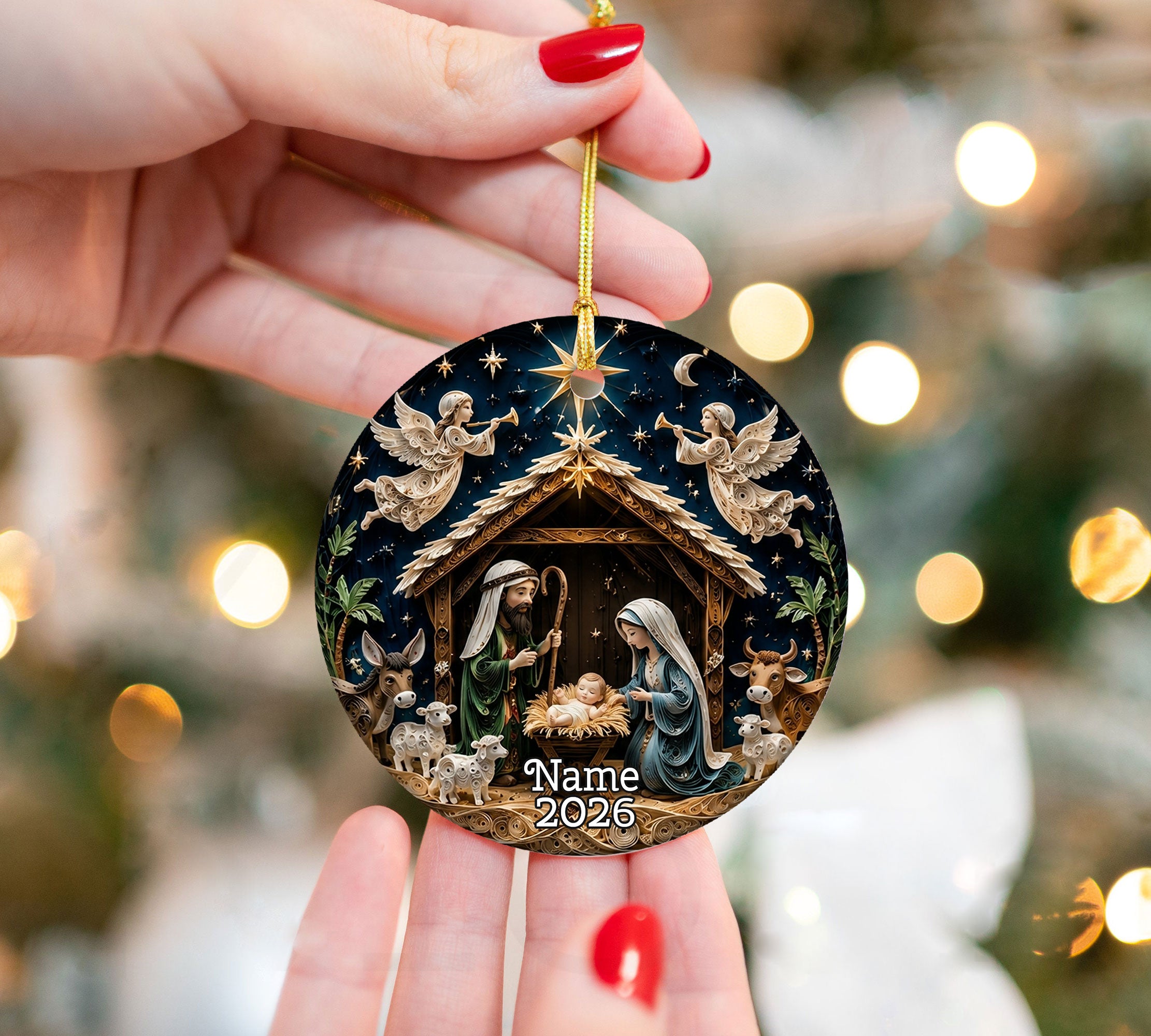 Holy Family Christmas Ornament 2026, Nativity Ornament, Christian Tree Decor, Religious Christmas Gift, Jesus Birth Keepsake Ornament