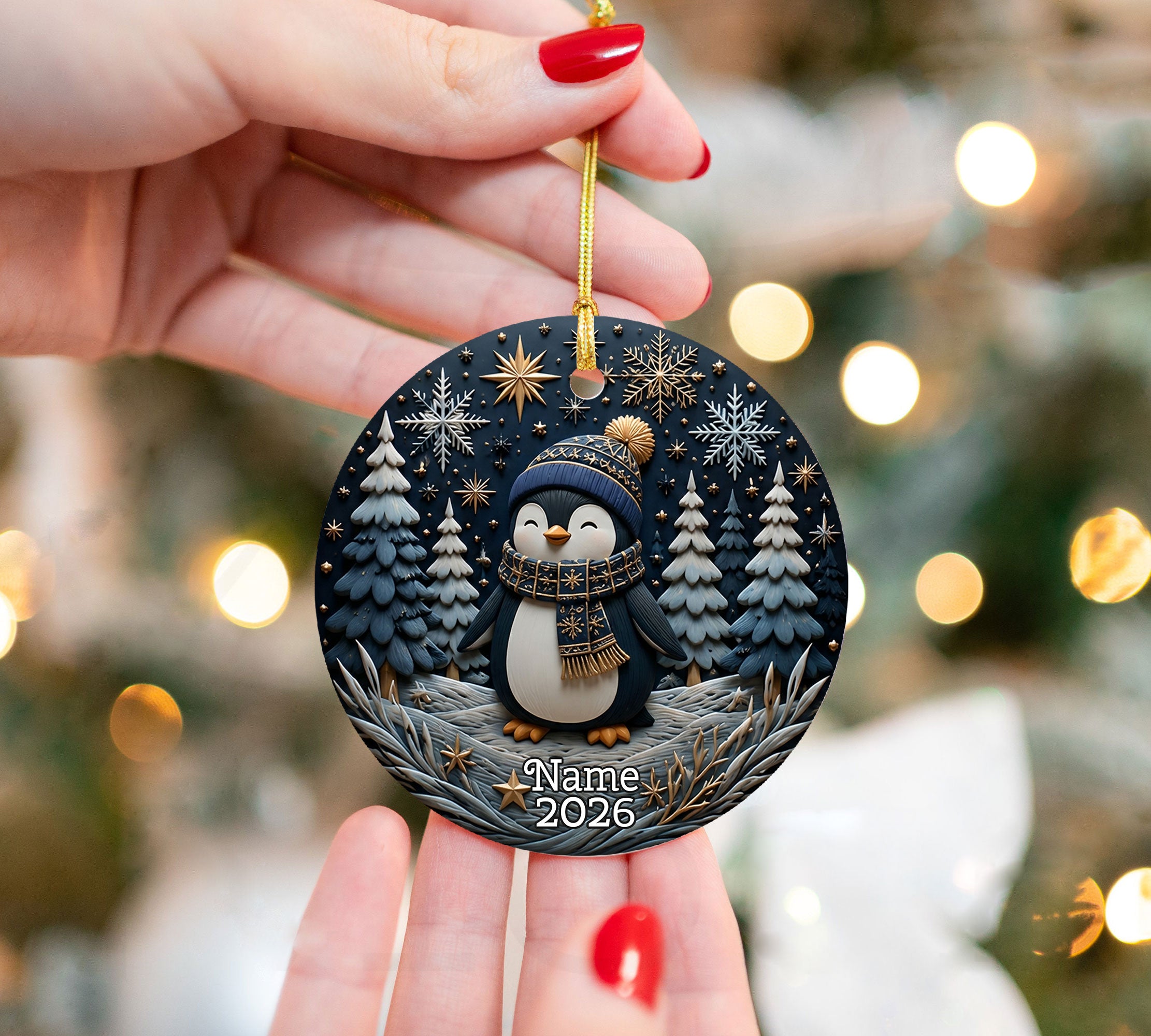Cute Penguin Christmas Ornament 2026, Winter Penguin Holiday Tree Decoration, Cozy Snow Christmas Keepsake Gift