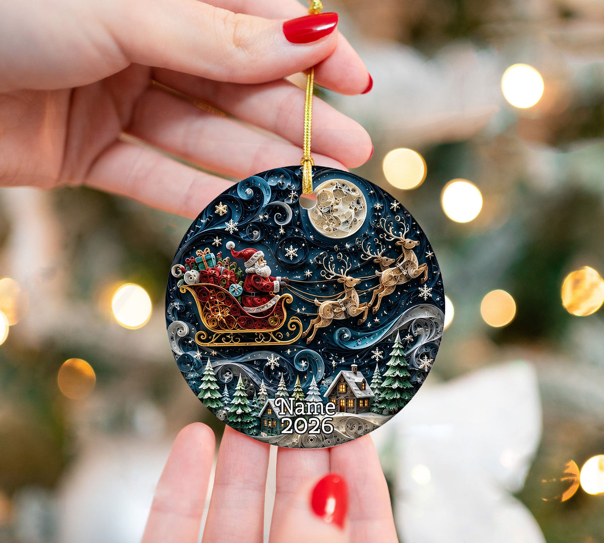 Santa Claus Christmas Ornament 2026, Vintage Santa Ceramic Ornament, Holiday Tree Decoration, Rustic Christmas Keepsake